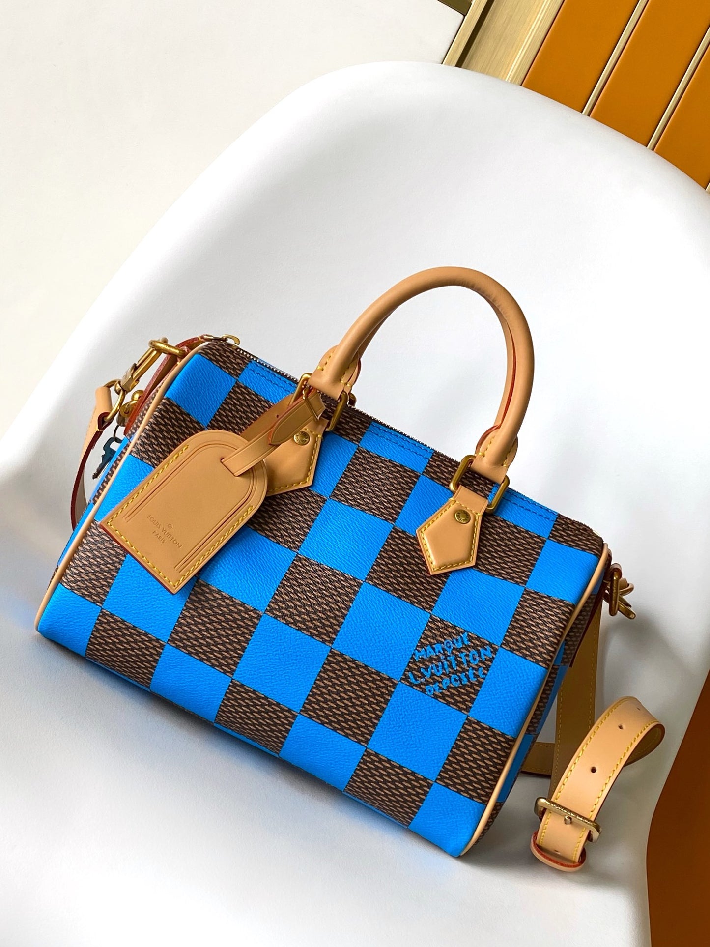 Louis Vuitton Damier Pop Speedy Bandoulière 25 Blue Handbag