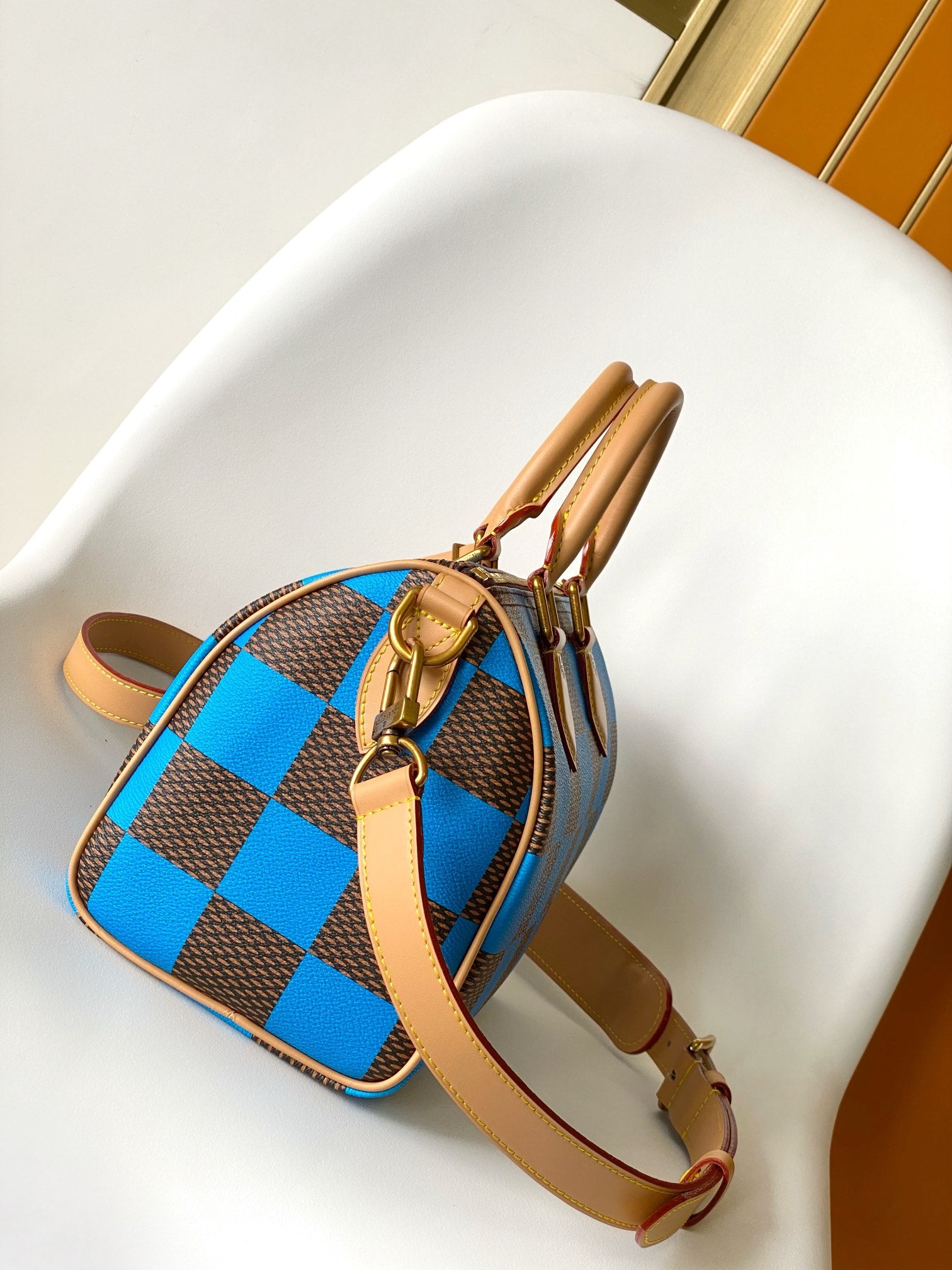 Louis Vuitton Damier Pop Speedy Bandoulière 25 Blue Handbag