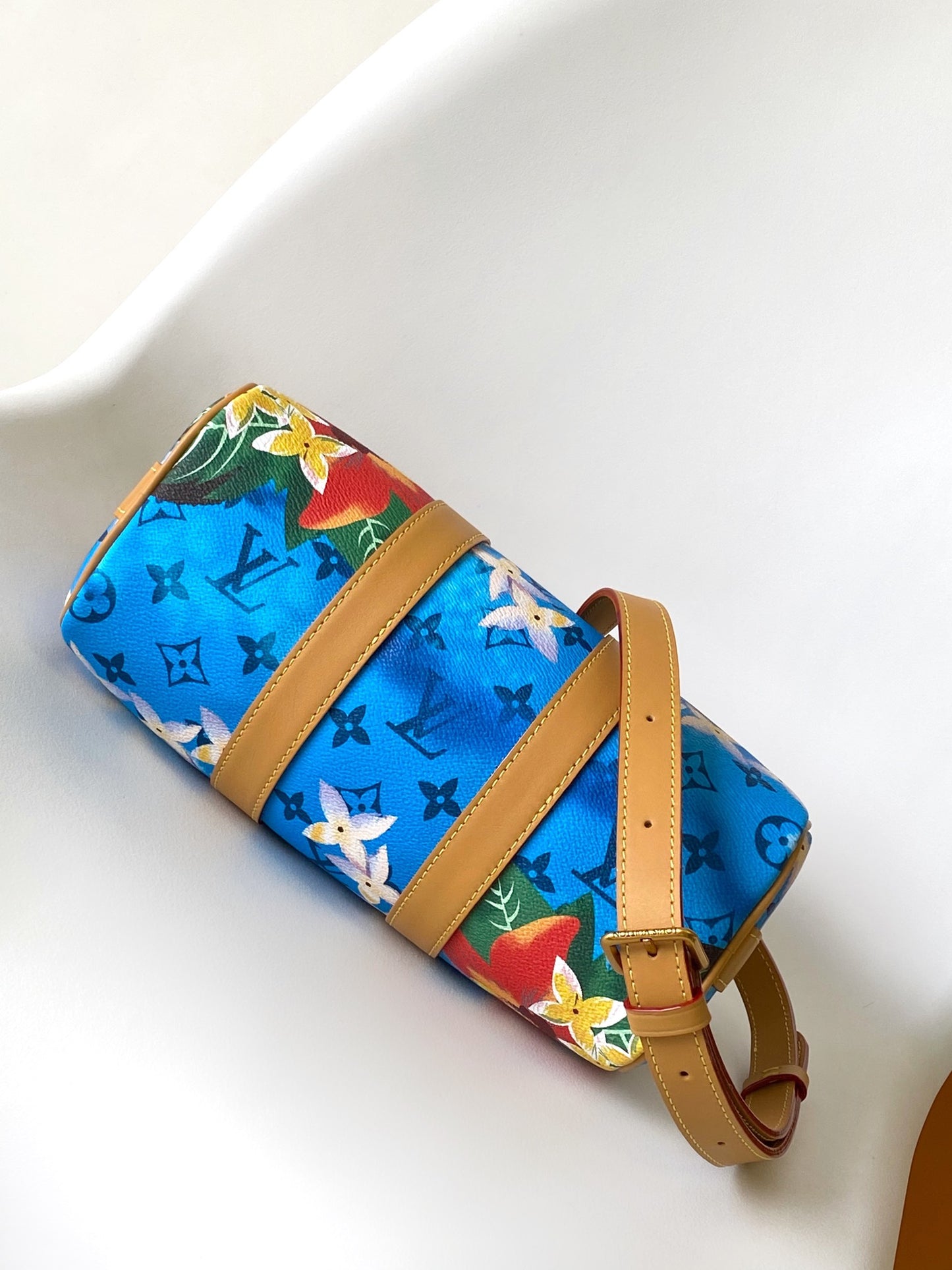 Louis Vuitton Keepall Bandoulière 25 Tyl Blue Floral Monogram Bag