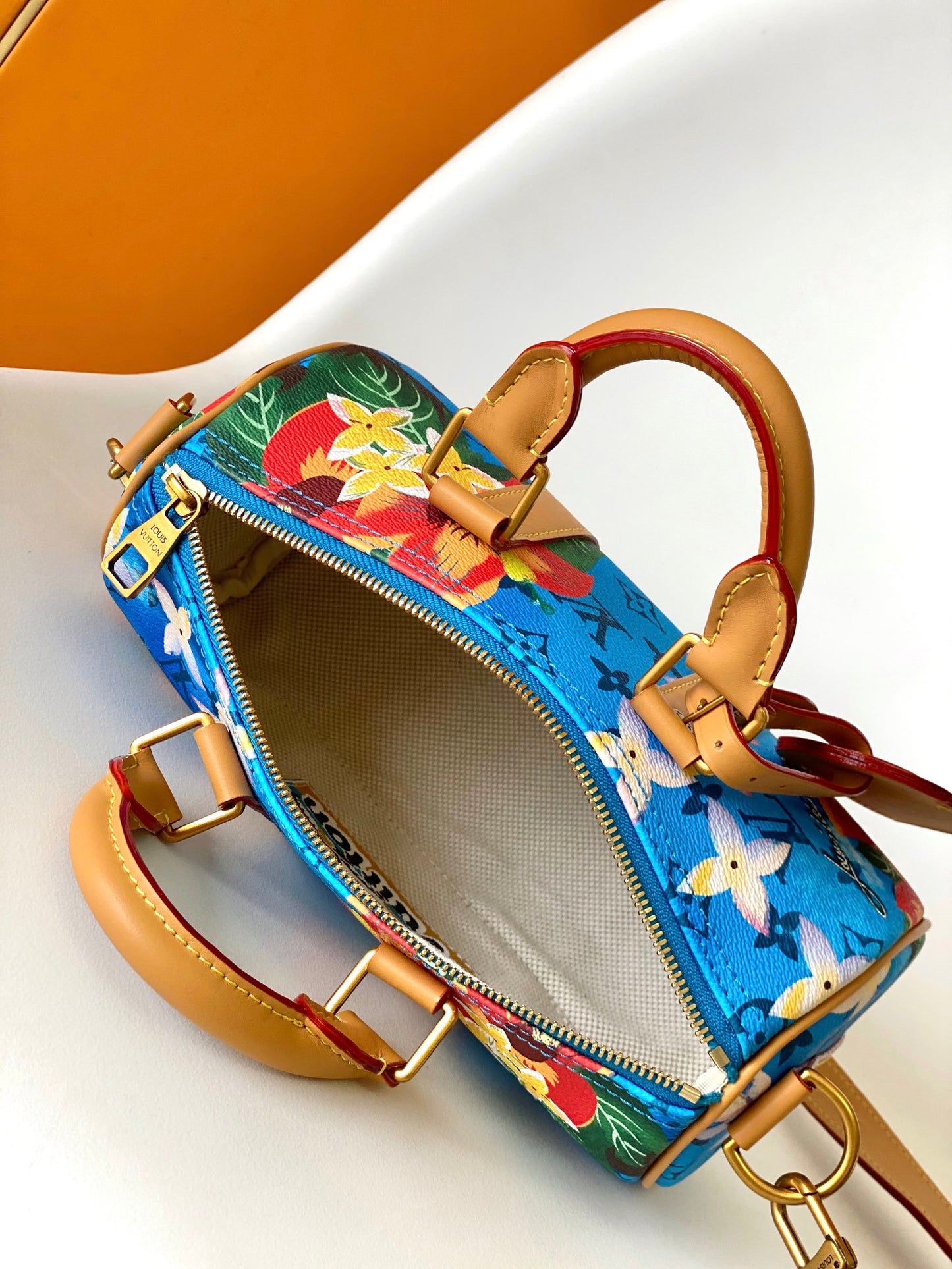 Louis Vuitton Keepall Bandoulière 25 Tyl Blue Floral Monogram Bag