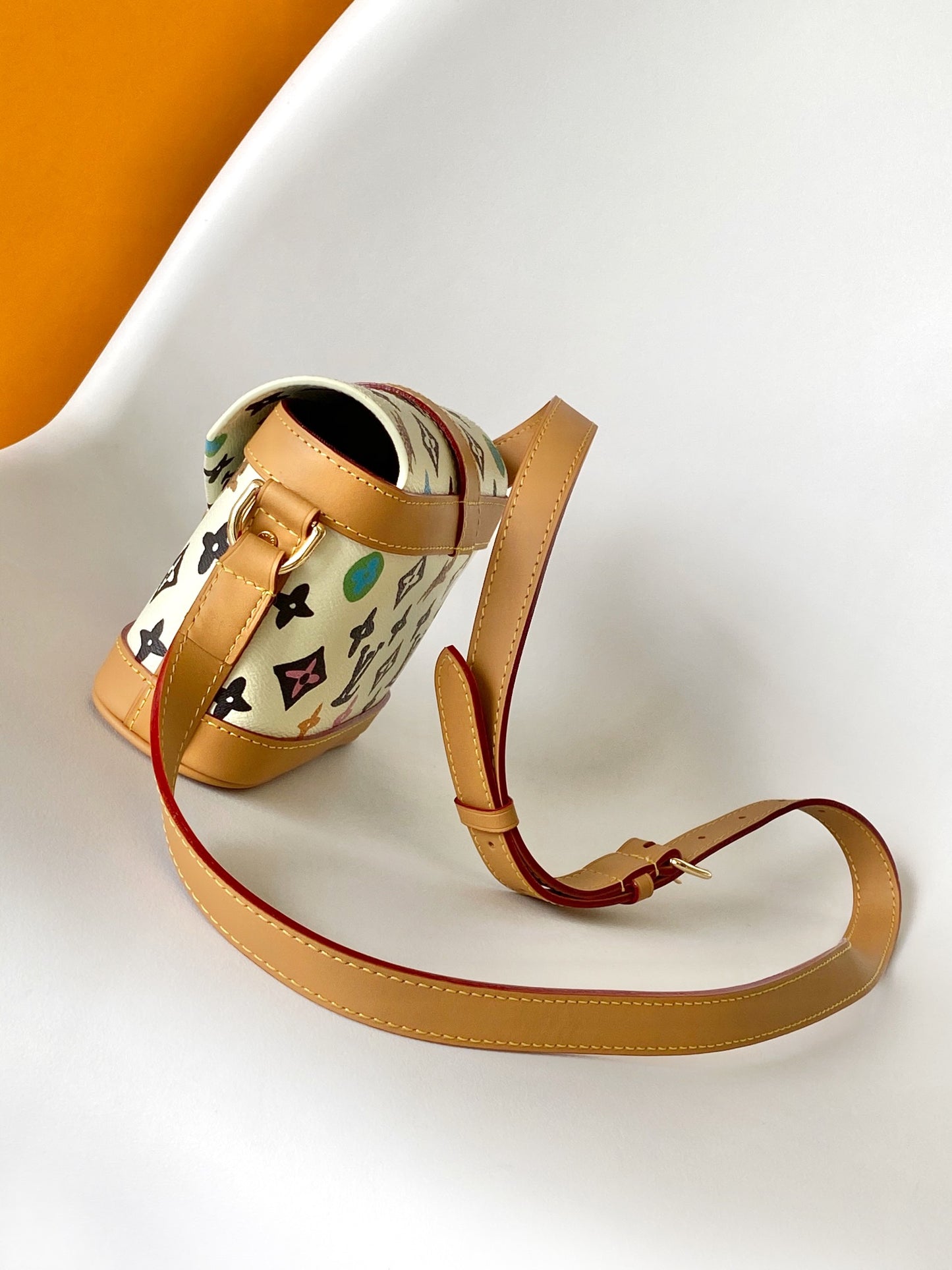 Louis Vuitton Multicolor Monogram White Leather Crossbody Shoulder Bag