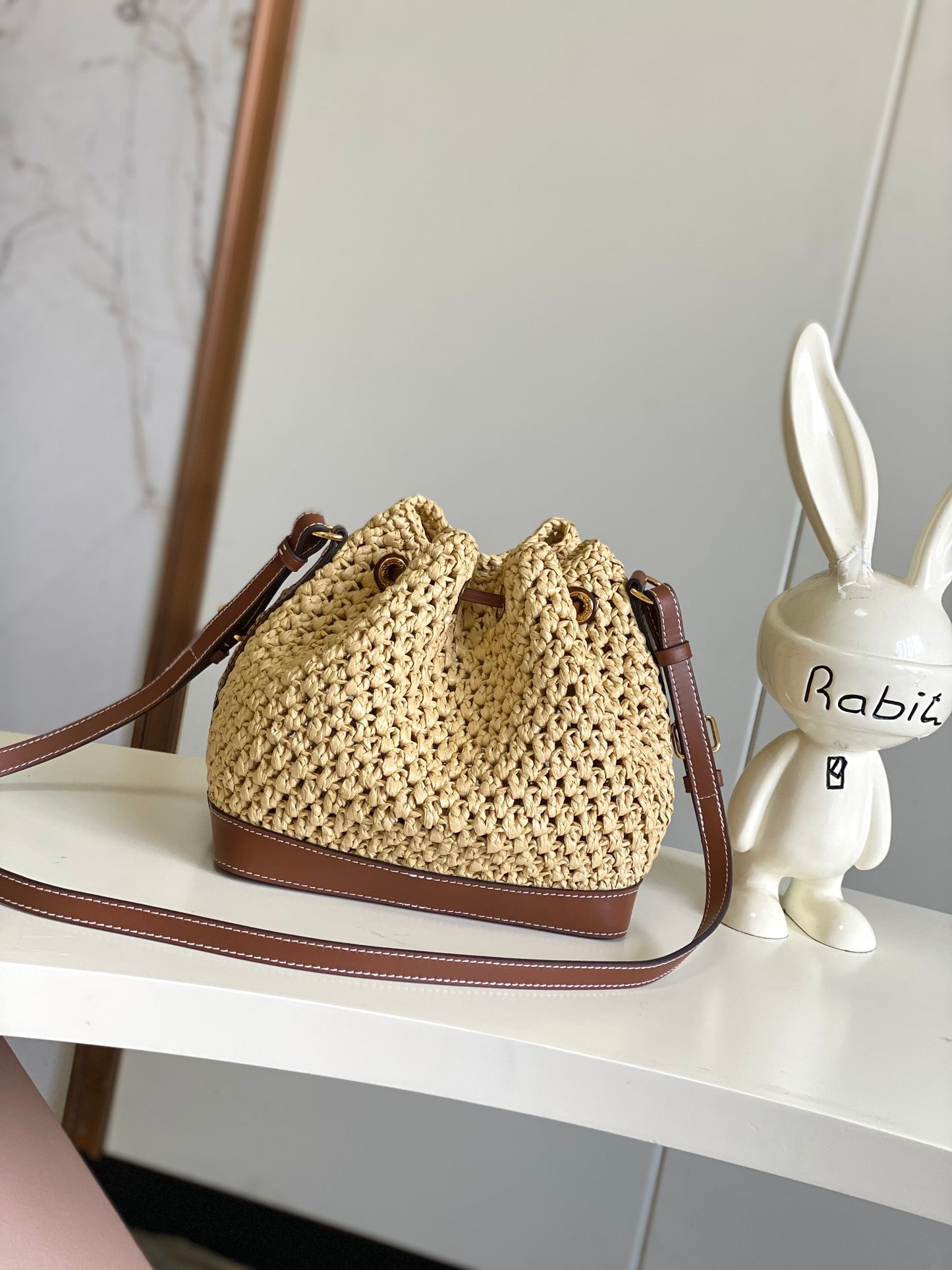 Louis Vuitton Nano Noé Raffia Bucket Bag - Natural Beige/Caramel Leather
