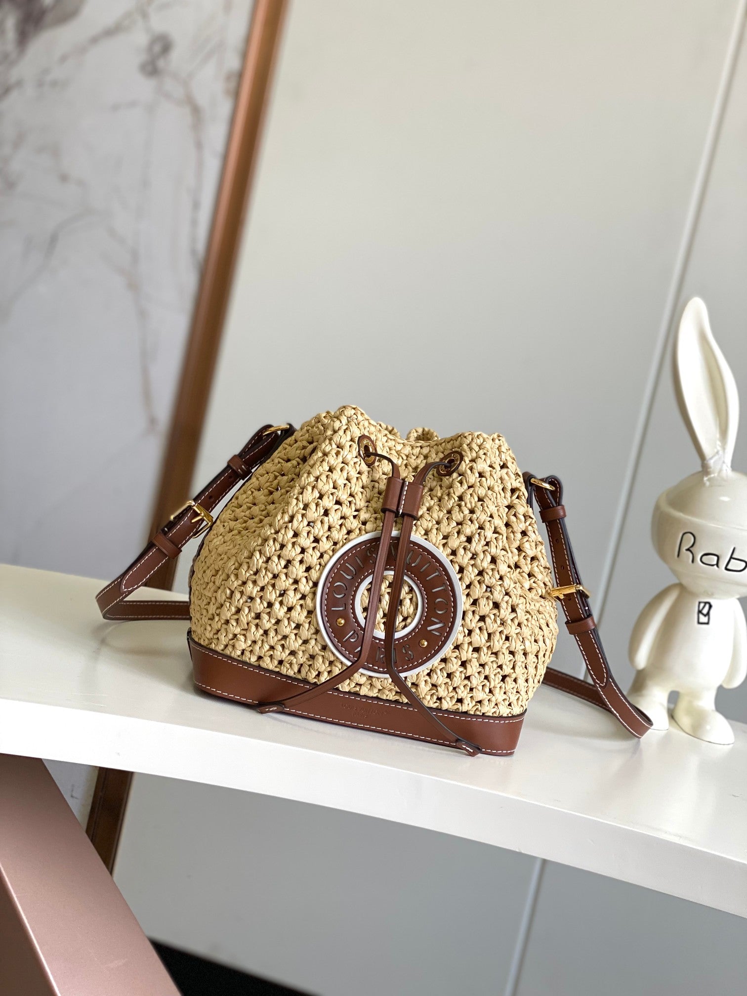 Louis Vuitton Nano Noé Raffia Bucket Bag - Natural Beige/Caramel Leather