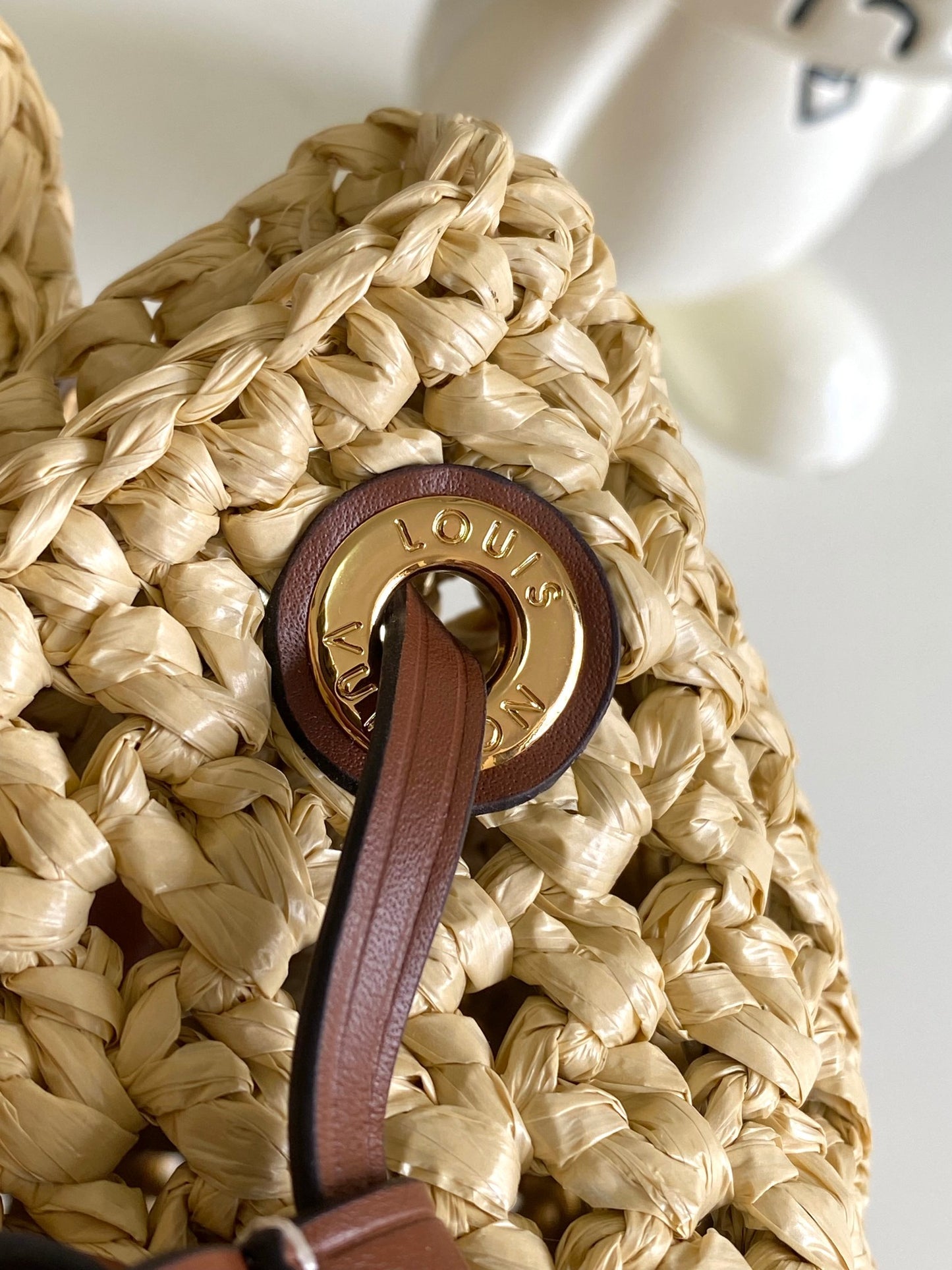 Louis Vuitton Nano Noé Raffia Bucket Bag - Natural Beige/Caramel Leather