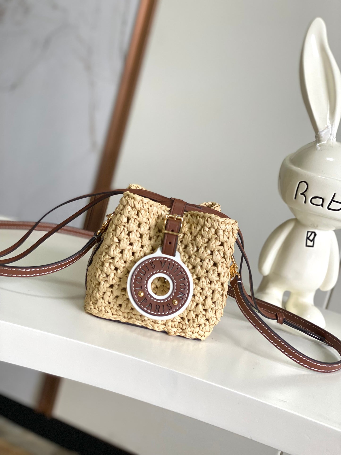 Louis Vuitton Nano Noé Bucket Bag - Raffia & Brown Leather