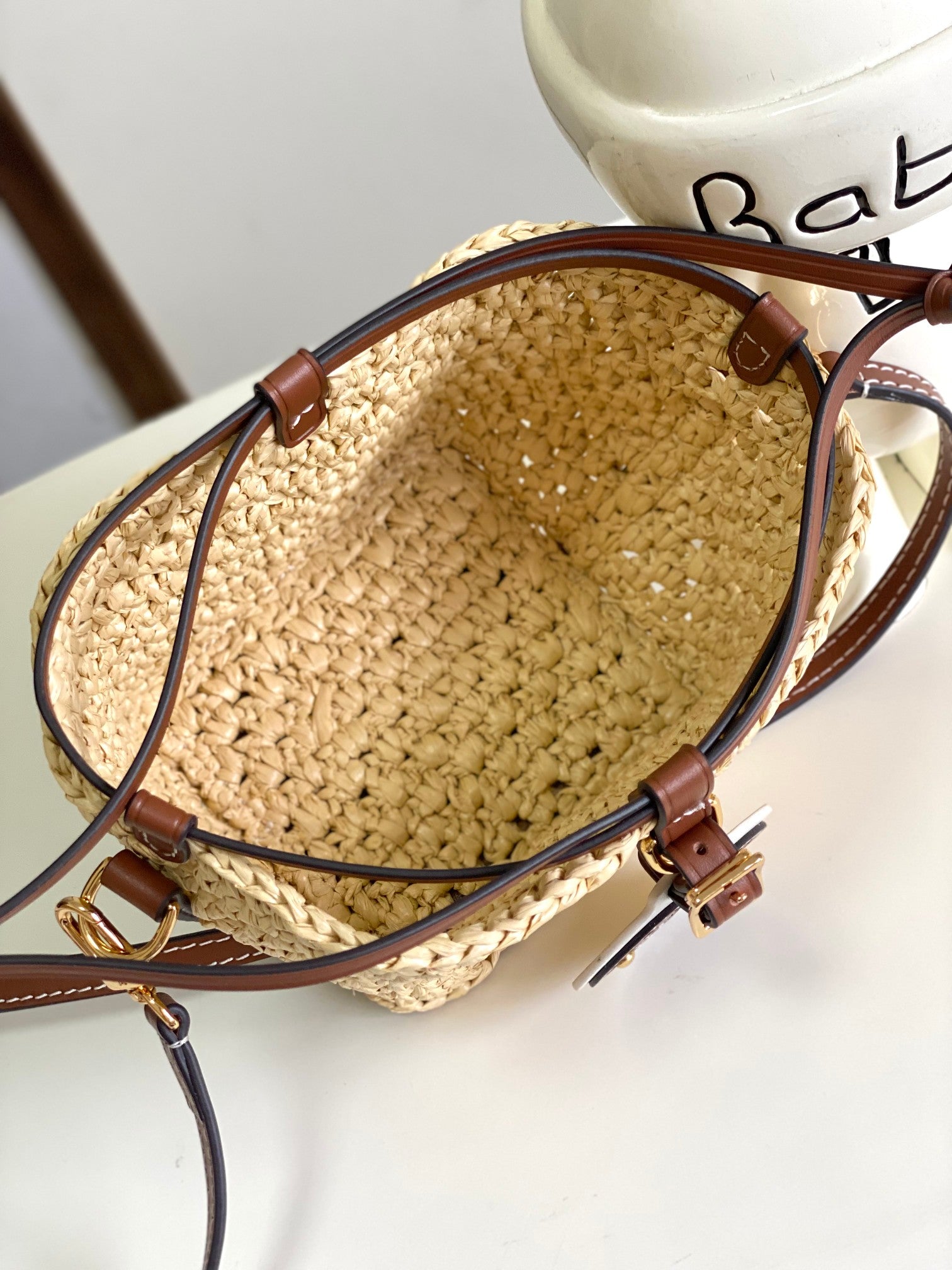 Louis Vuitton Nano Noé Bucket Bag - Raffia &amp; Brown Leather