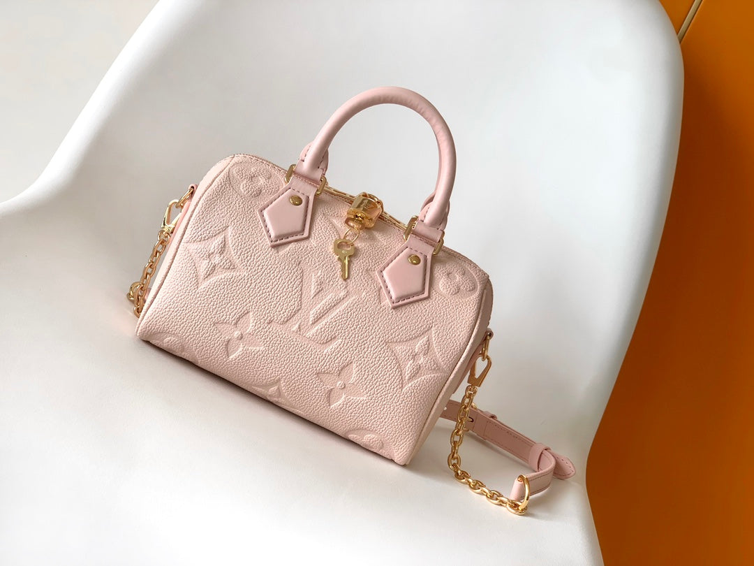 Louis Vuitton Speedy Bandoulière 20 Monogram Empreinte Leather Handbag - Rose Trianon