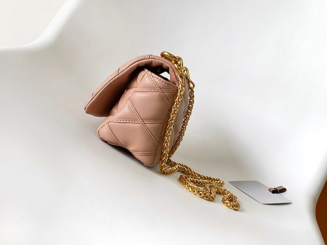 Louis Vuitton Quilted Leather Twist Shoulder Bag - Pale Pink with Gold Hardware