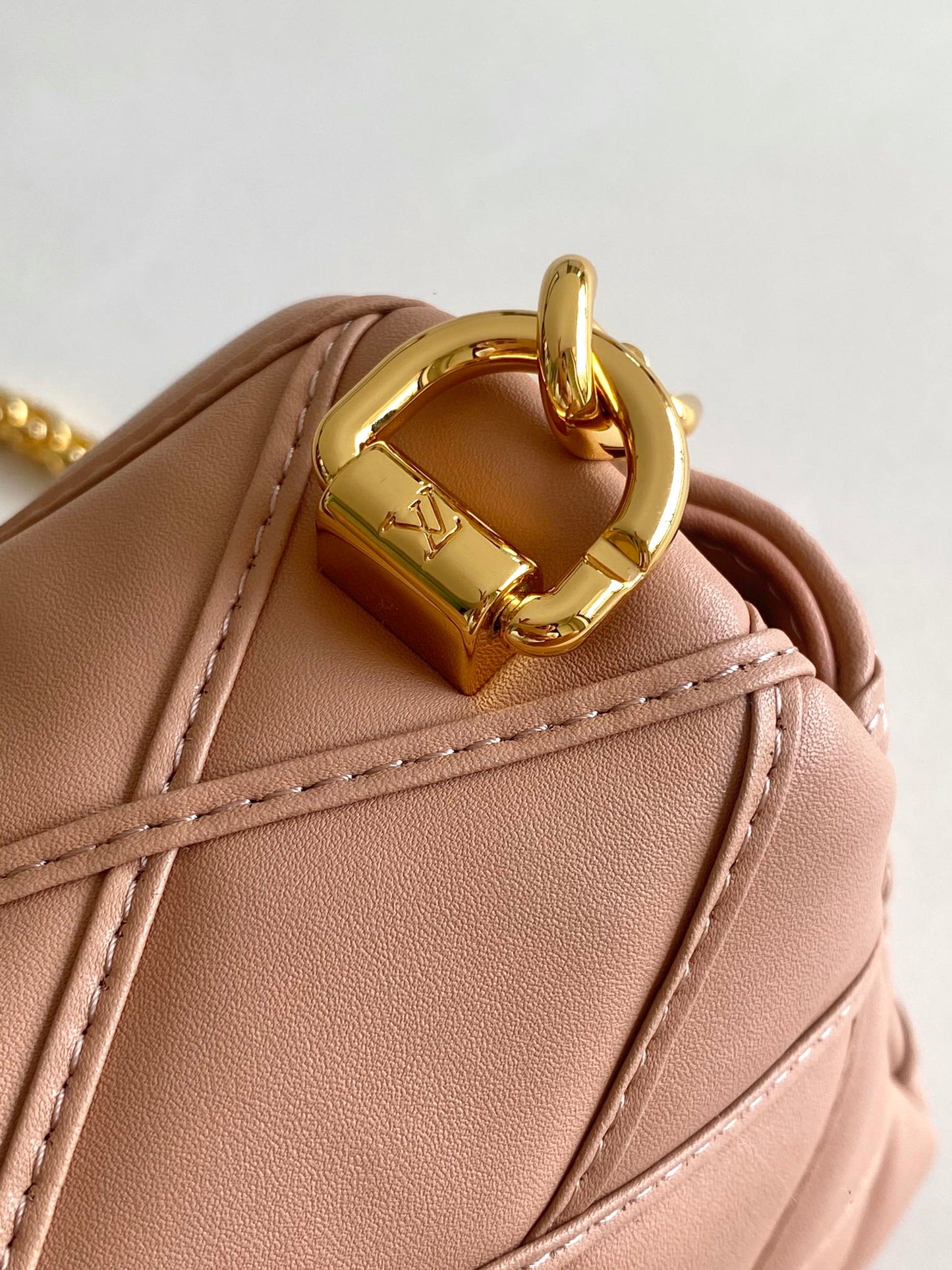 Louis Vuitton Quilted Leather Twist Shoulder Bag - Pale Pink with Gold Hardware