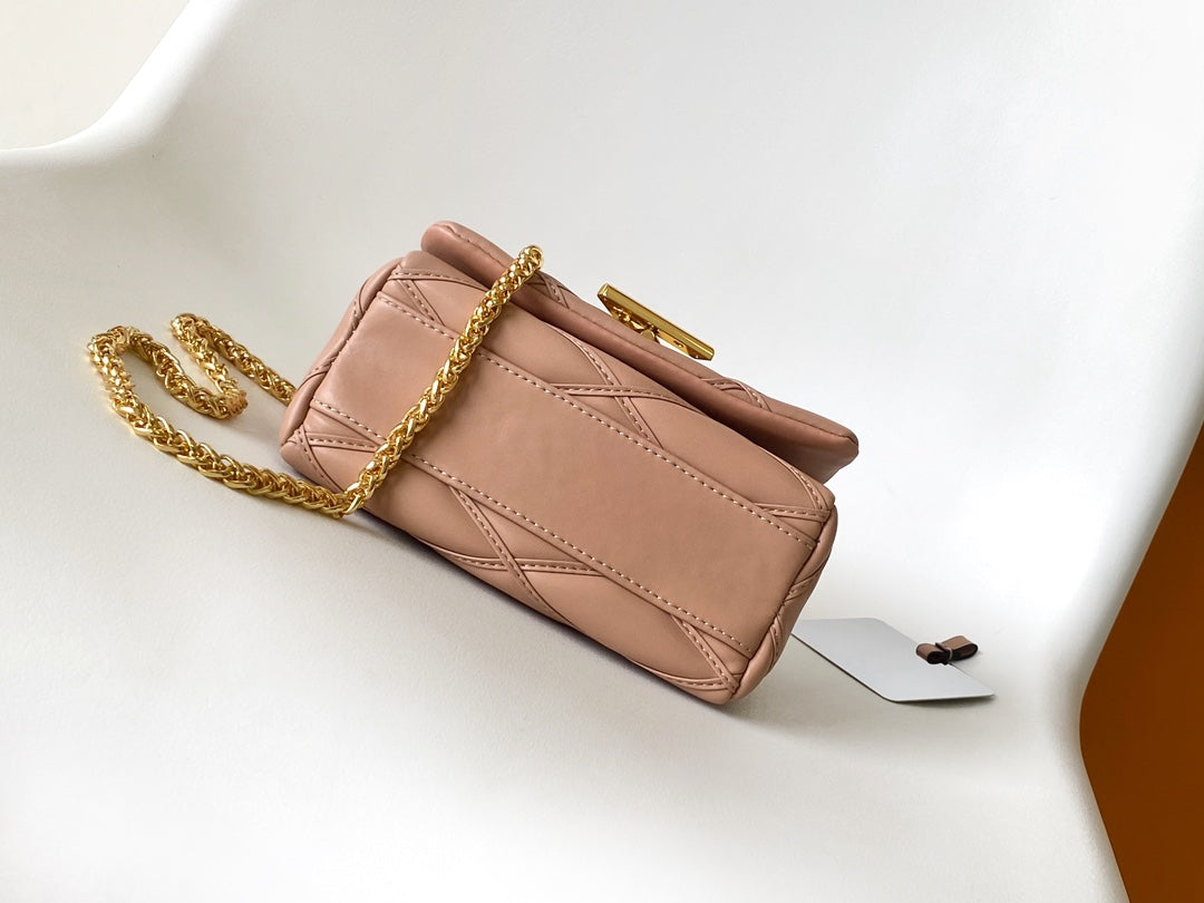 Louis Vuitton Quilted Leather Twist Shoulder Bag - Pale Pink with Gold Hardware