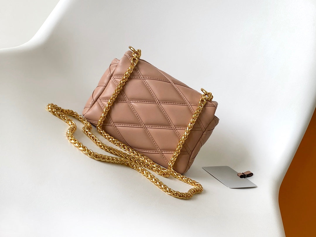 Louis Vuitton Quilted Leather Twist Shoulder Bag - Pale Pink with Gold Hardware