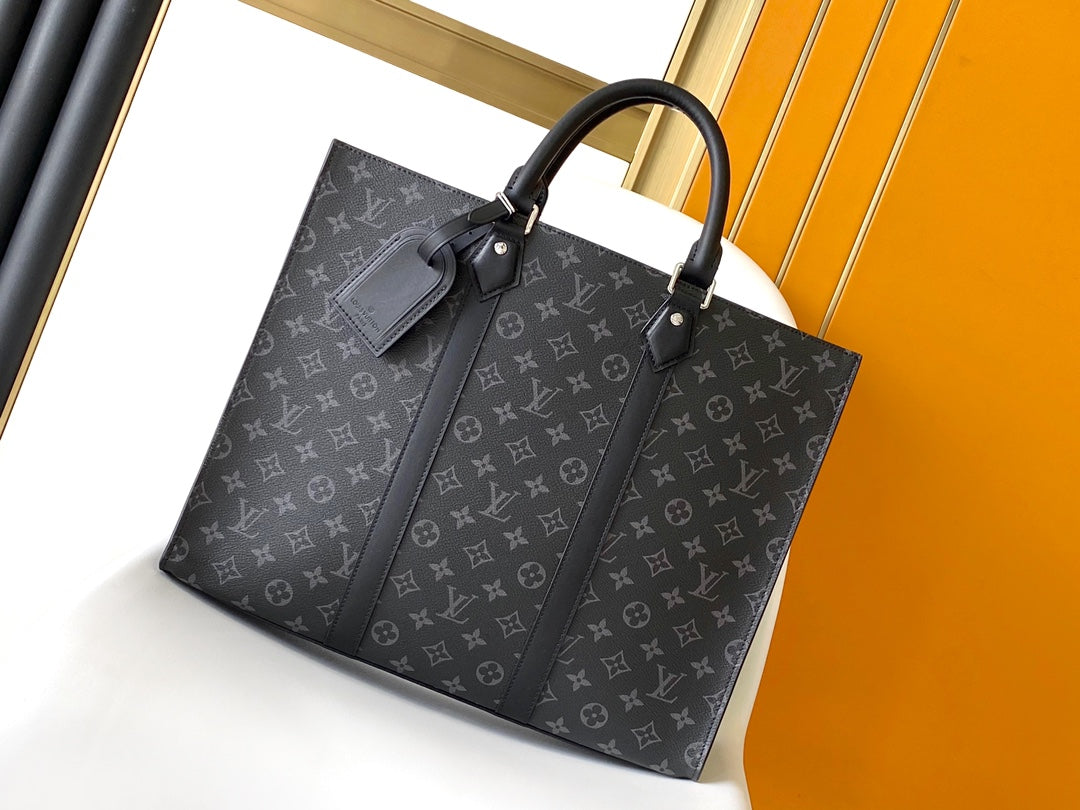 Louis Vuitton Grand Sac Monogram Eclipse Canvas Tote Bag Black