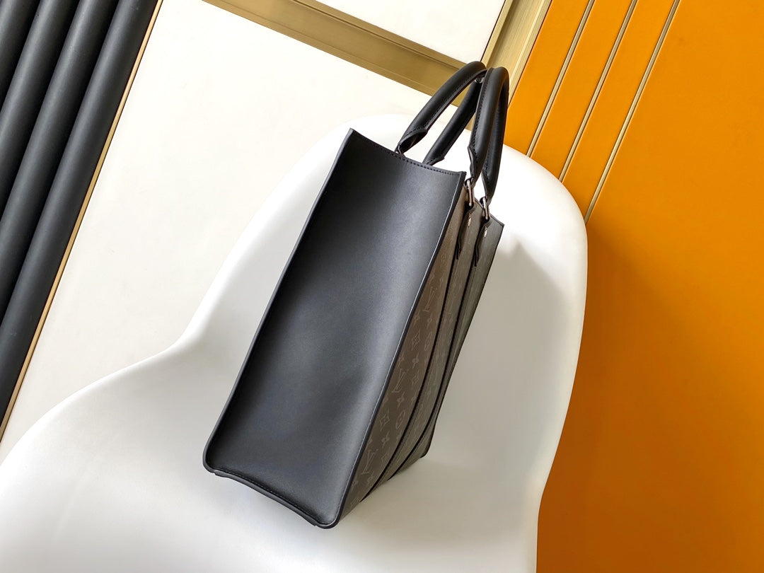 Louis Vuitton Grand Sac Monogram Eclipse Canvas Tote Bag Black