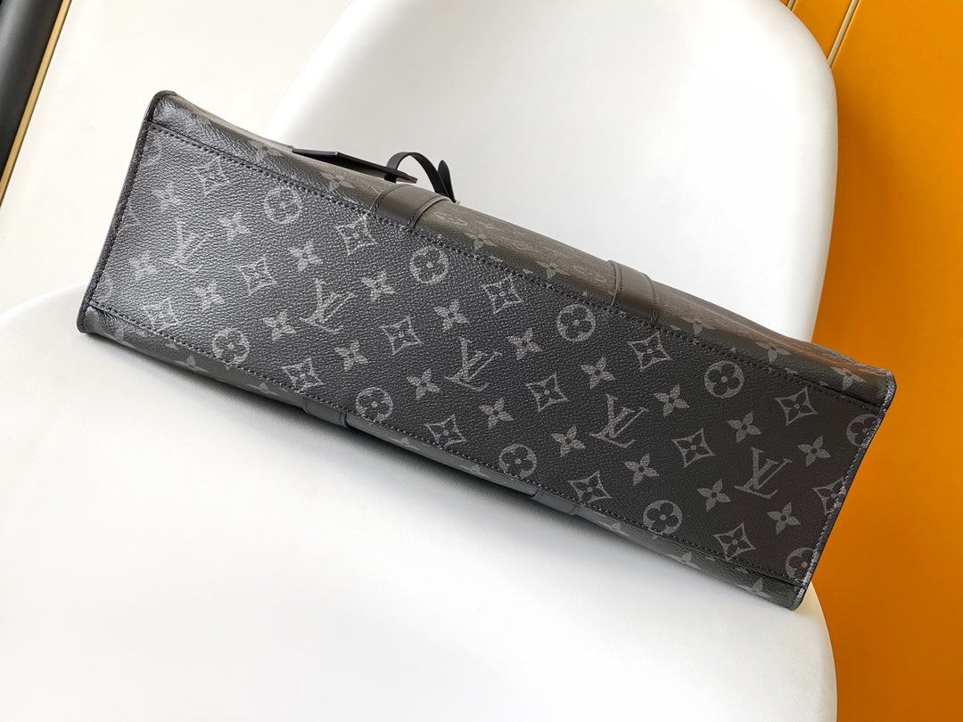 Louis Vuitton Grand Sac Monogram Eclipse Canvas Tote Bag Black