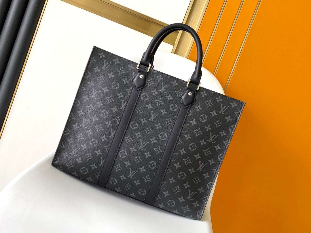 Louis Vuitton Grand Sac Monogram Eclipse Canvas Tote Bag Black