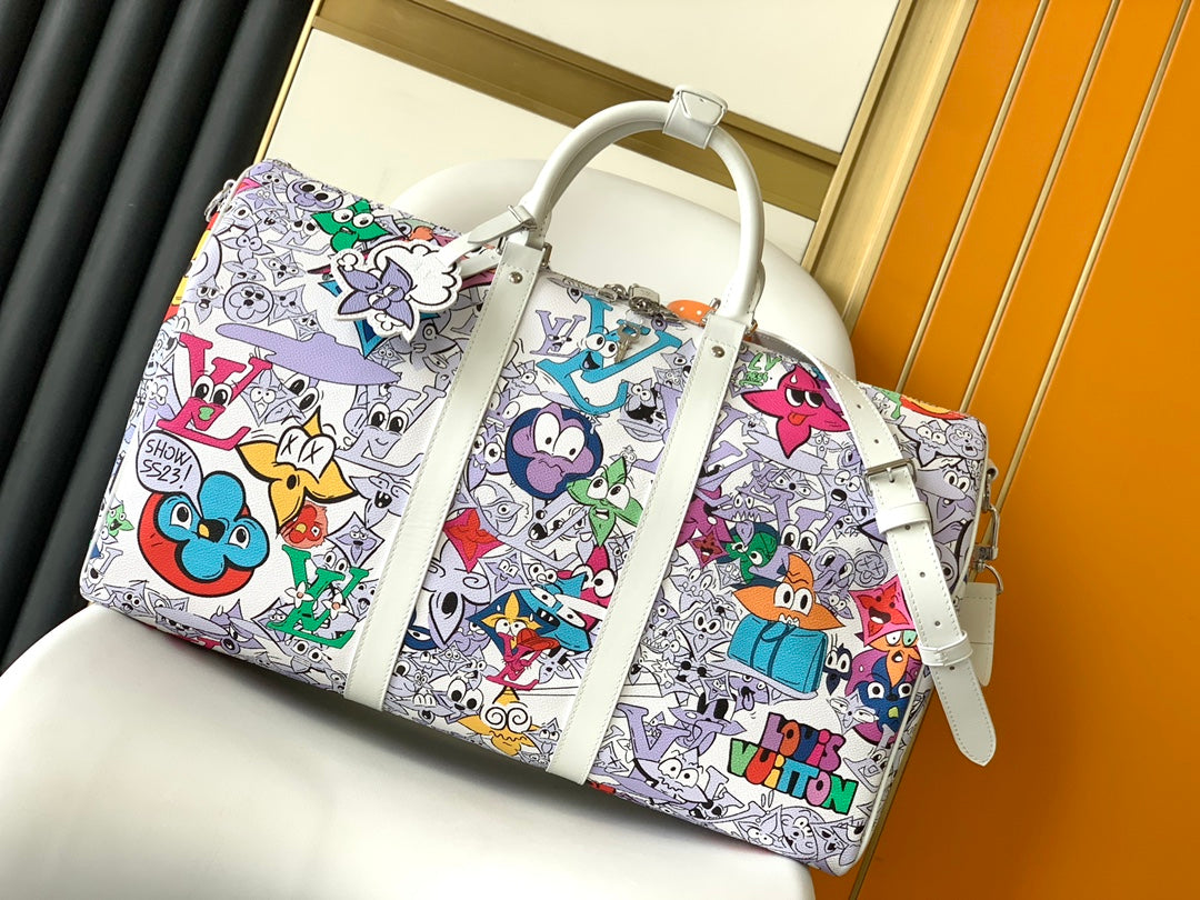 Louis Vuitton Keepall Bandoulière 50 LV Friends White Virgil Abloh