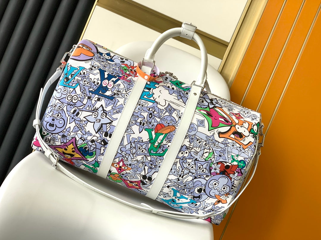 Louis Vuitton Keepall Bandoulière 50 LV Friends White Virgil Abloh