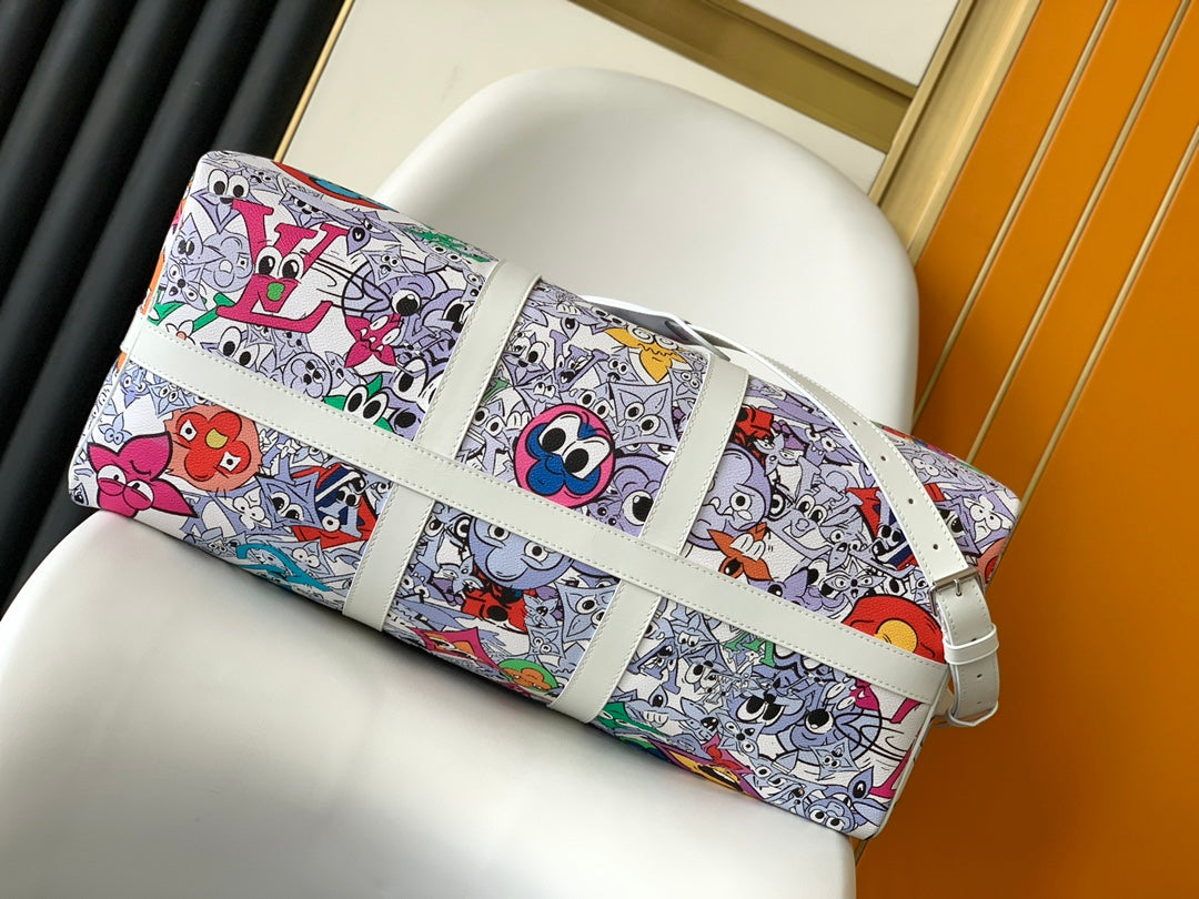 Louis Vuitton Keepall Bandoulière 50 LV Friends White Virgil Abloh