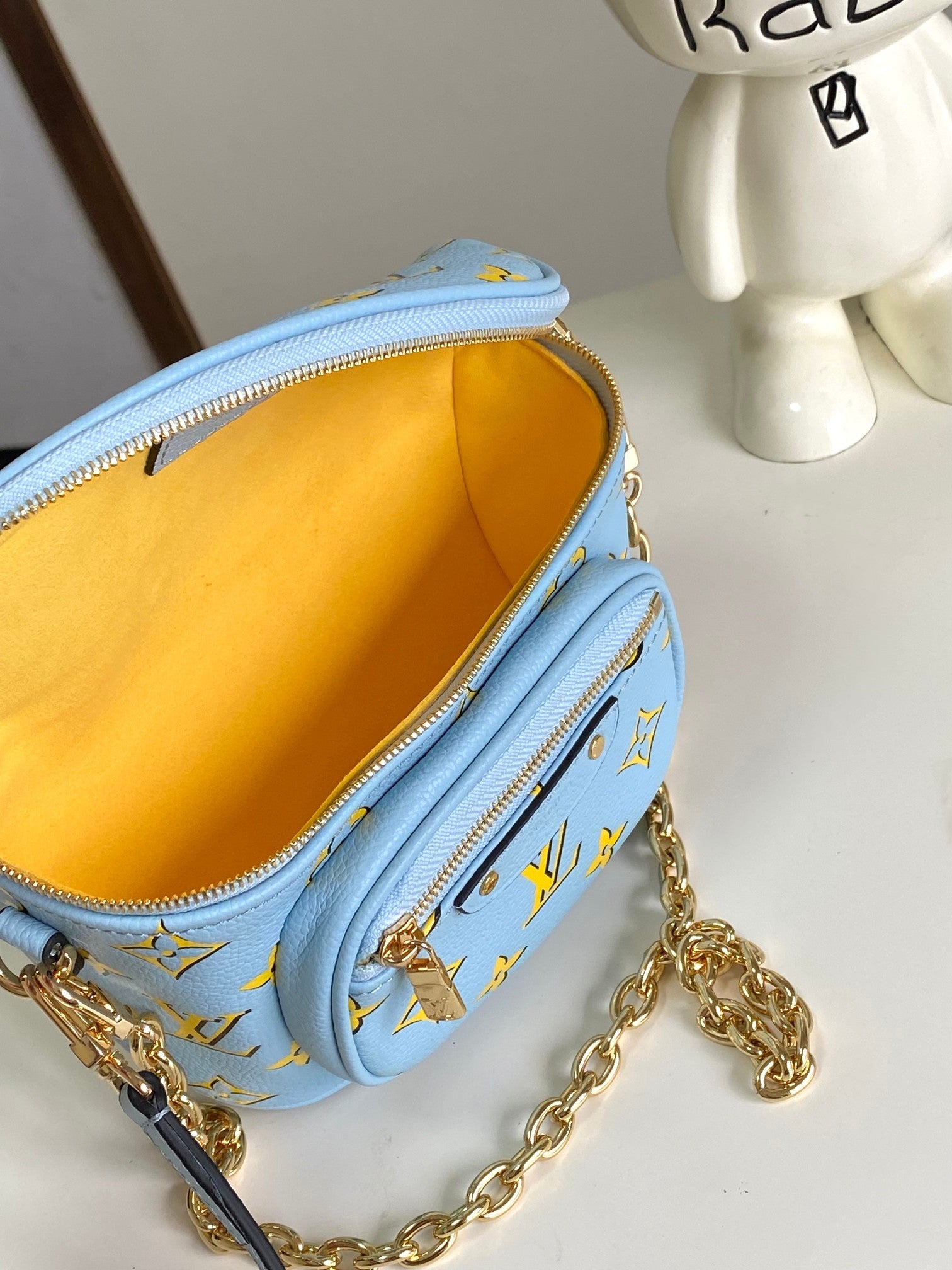 Louis Vuitton Mini Bumbag - Monogram Empreinte Leather - Light Blue &amp; Yellow
