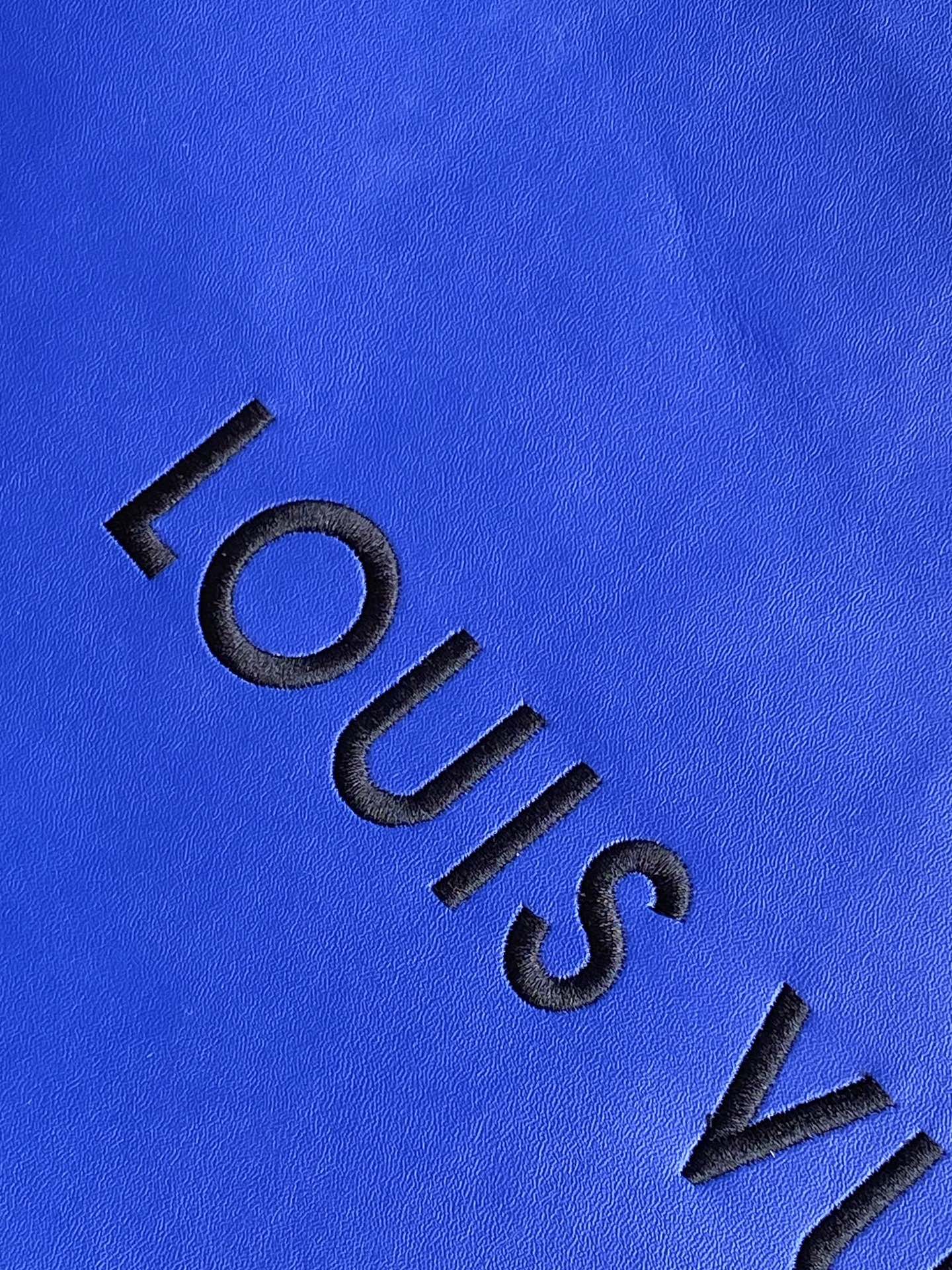 Louis Vuitton Cobalt Blue Leather Tote Bag with Burgundy Accents