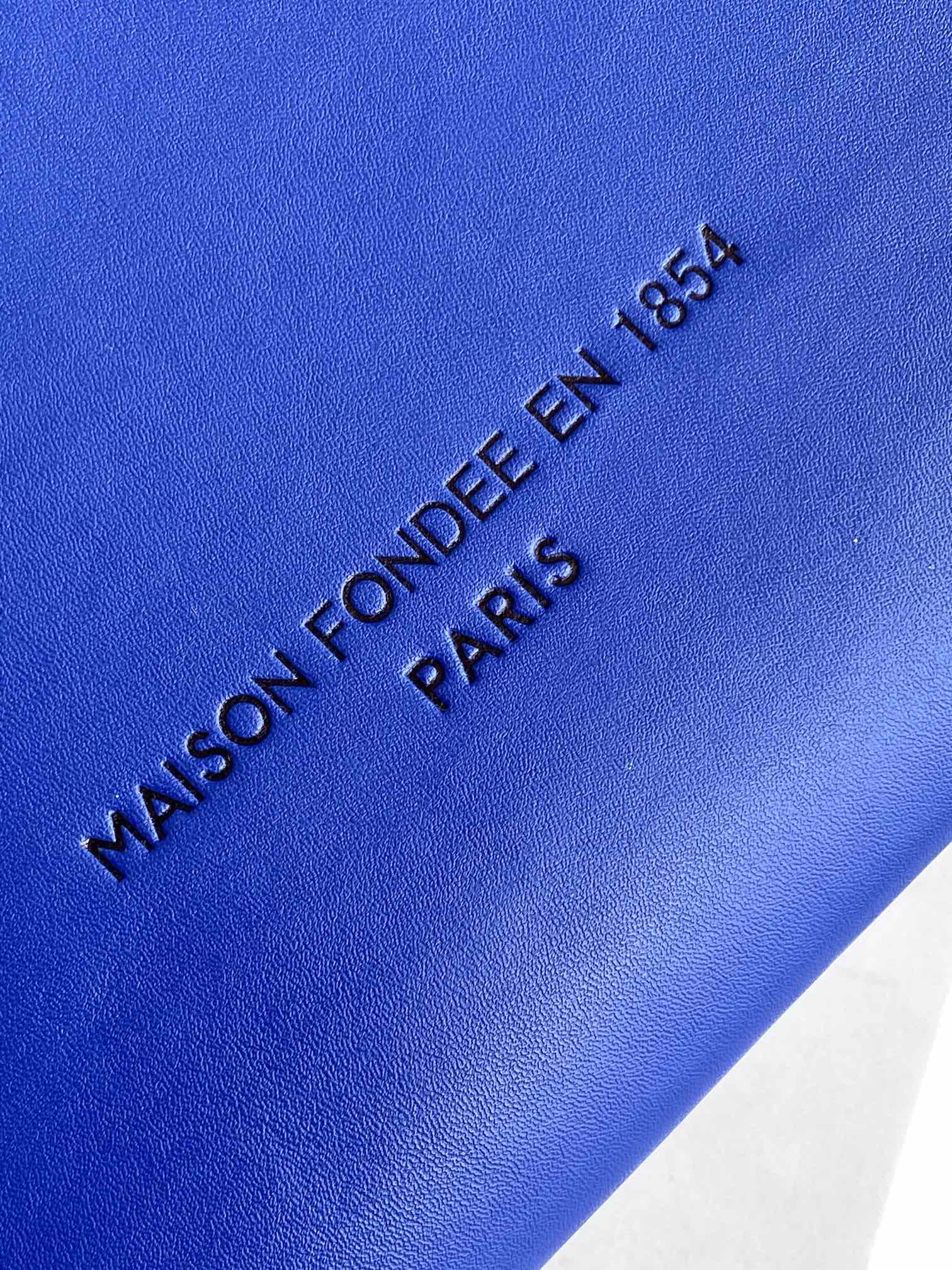 Louis Vuitton Cobalt Blue Leather Tote Bag with Burgundy Accents