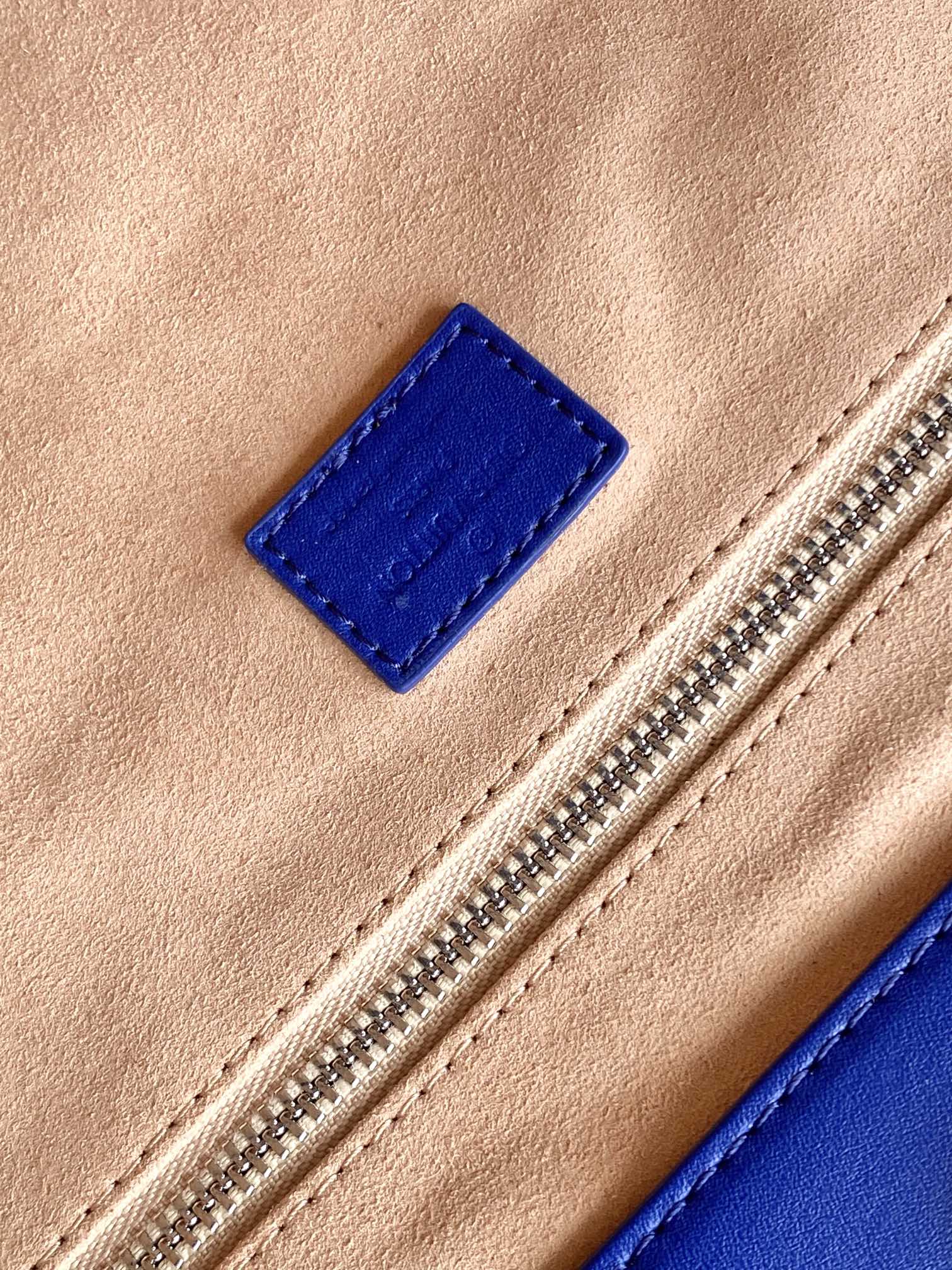 Louis Vuitton Cobalt Blue Leather Tote Bag with Burgundy Accents