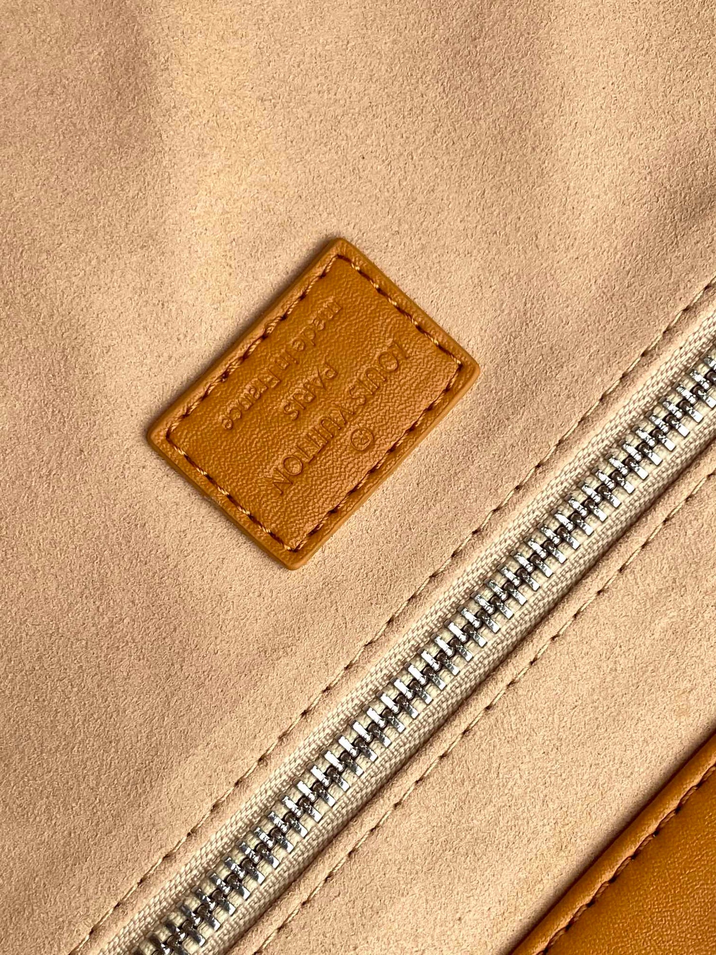 Authentic Louis Vuitton Orange Paper Shopping Bag with Blue Handles