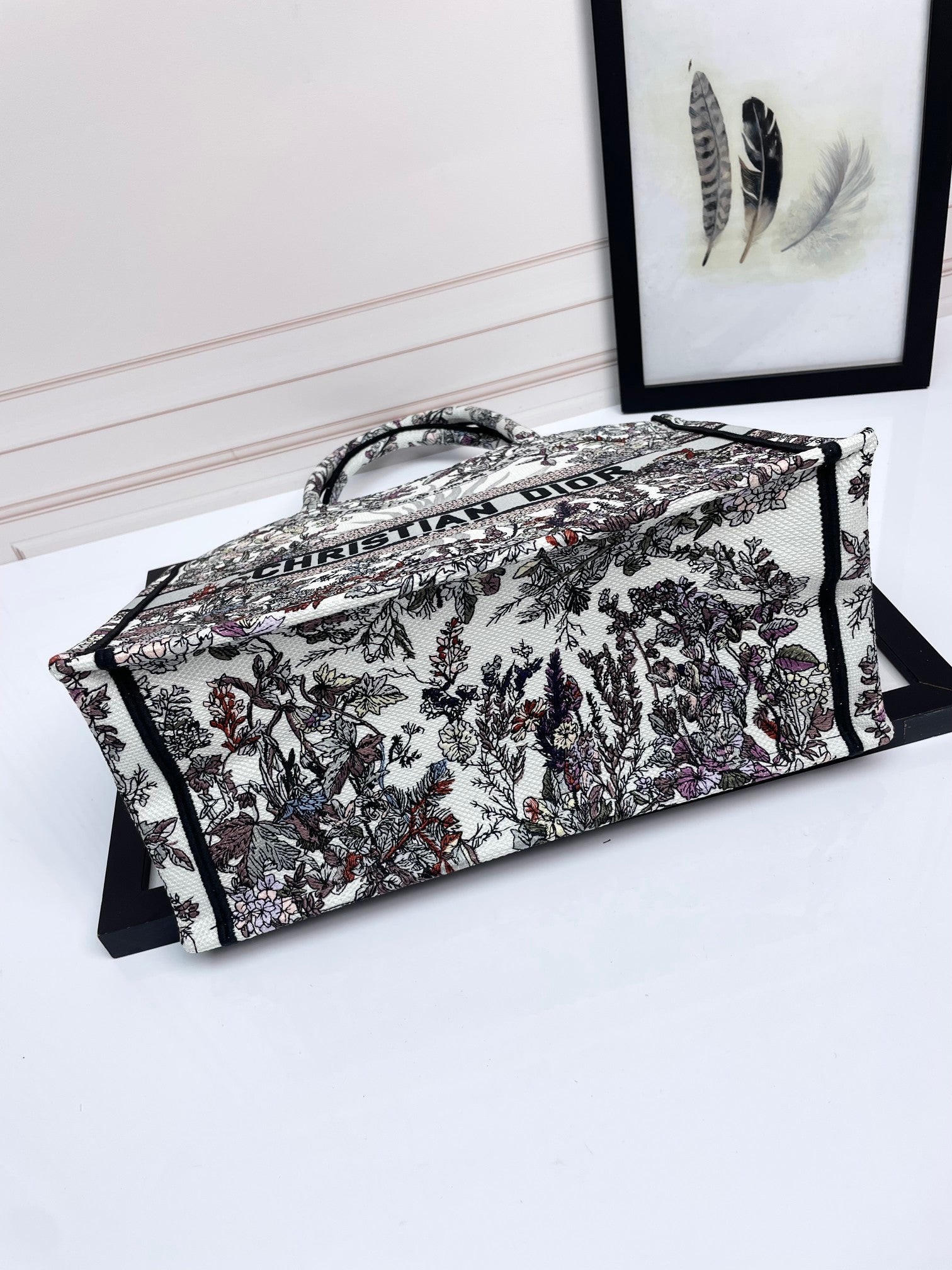 Christian Dior Embroidered Book Tote Bag - Floral Pattern