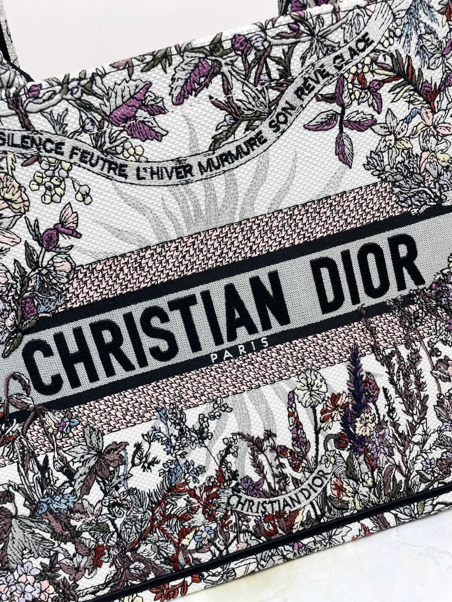 Christian Dior Embroidered Book Tote Bag - Floral Pattern