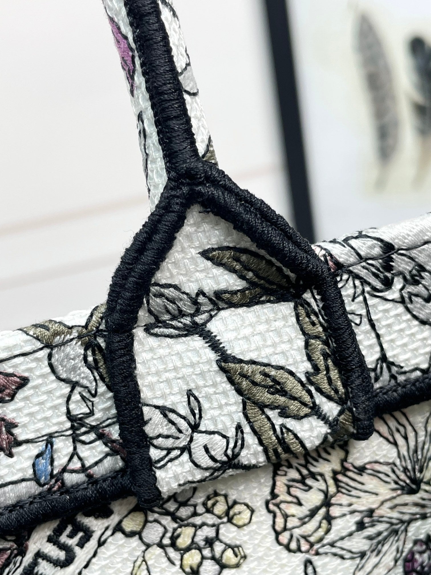 Christian Dior Large Book Tote with Multi-Color Floral Embroidery