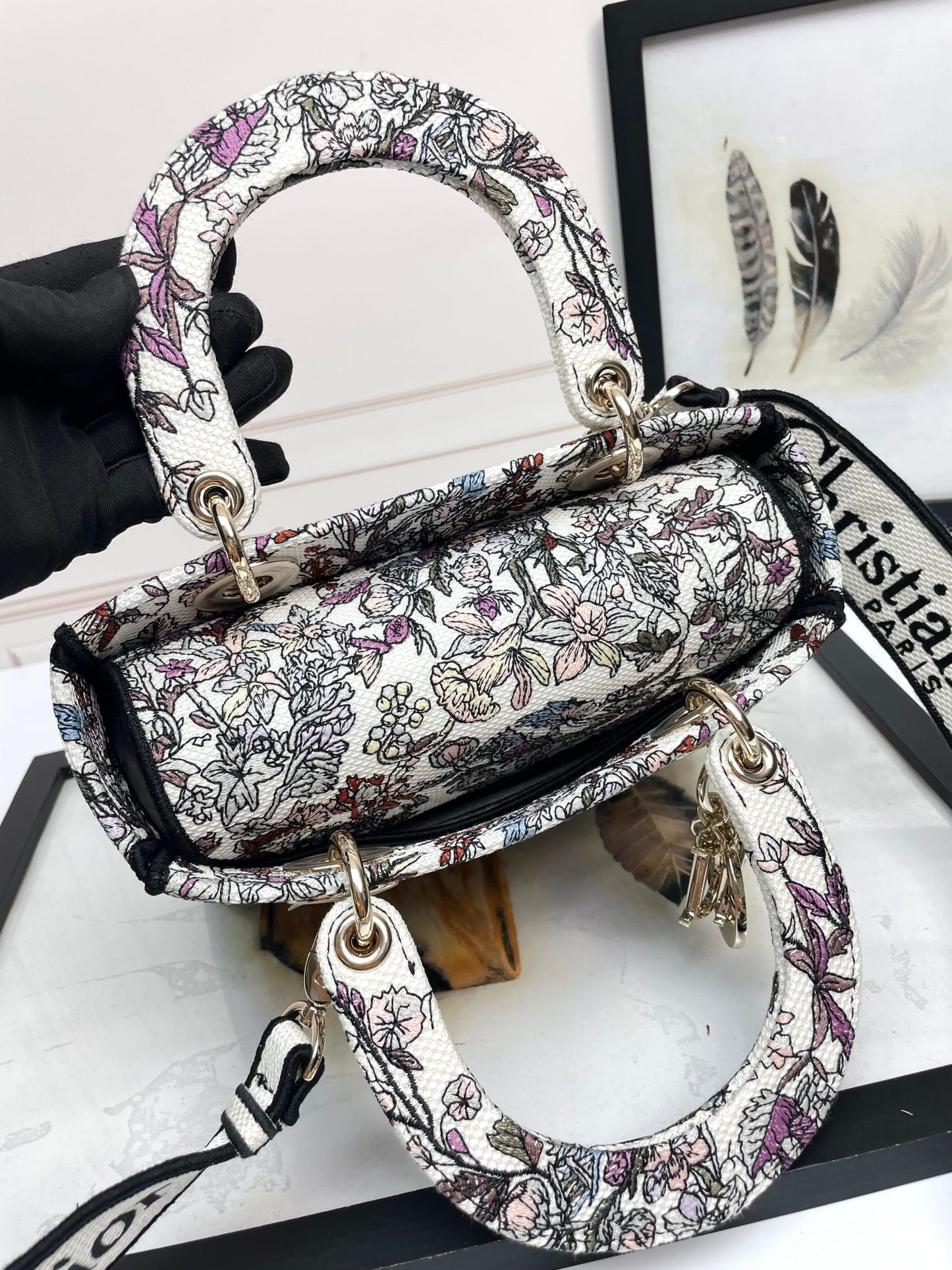 Christian Dior Medium Lady D-Lite Bag - Multicolor Toile de Jouy Reverse Embroidery