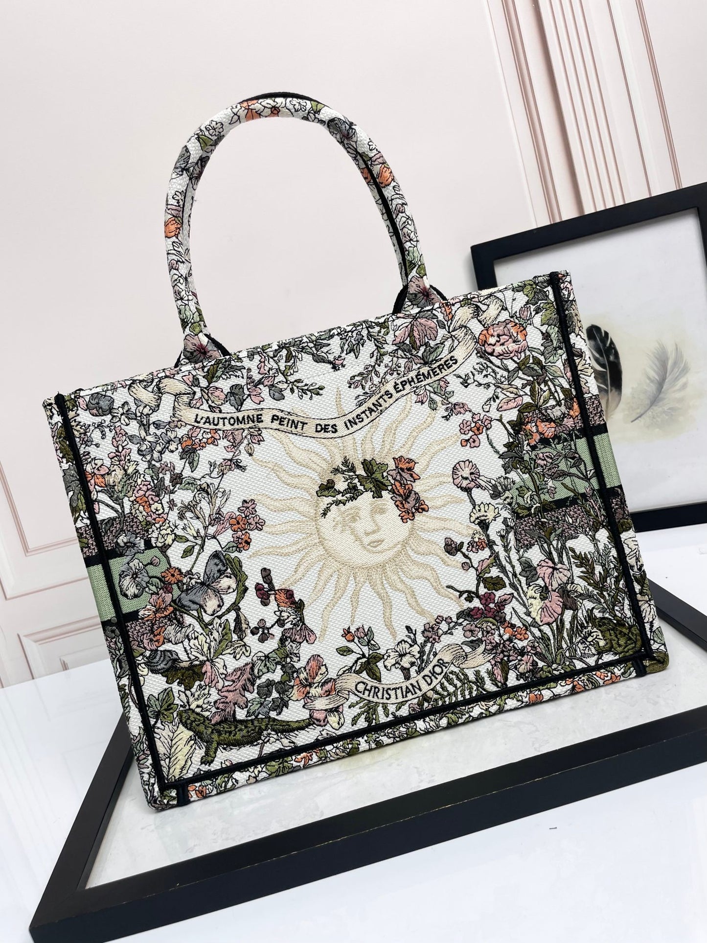 Christian Dior Medium Book Tote - Multicolor Herbarium Floral Embroidery