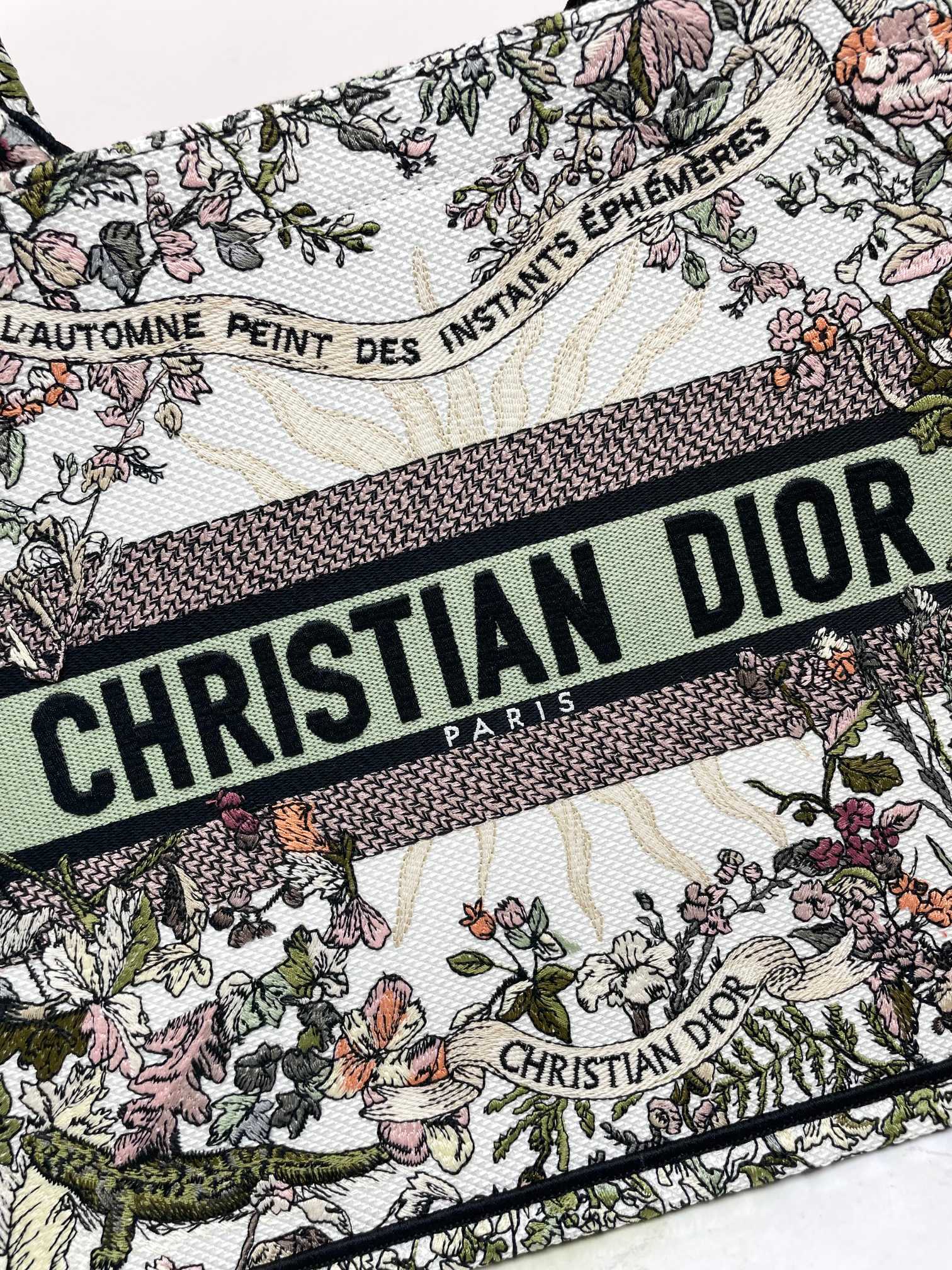 Christian Dior Book Tote - Multicolor Toile de Jouy Flowers Embroidery