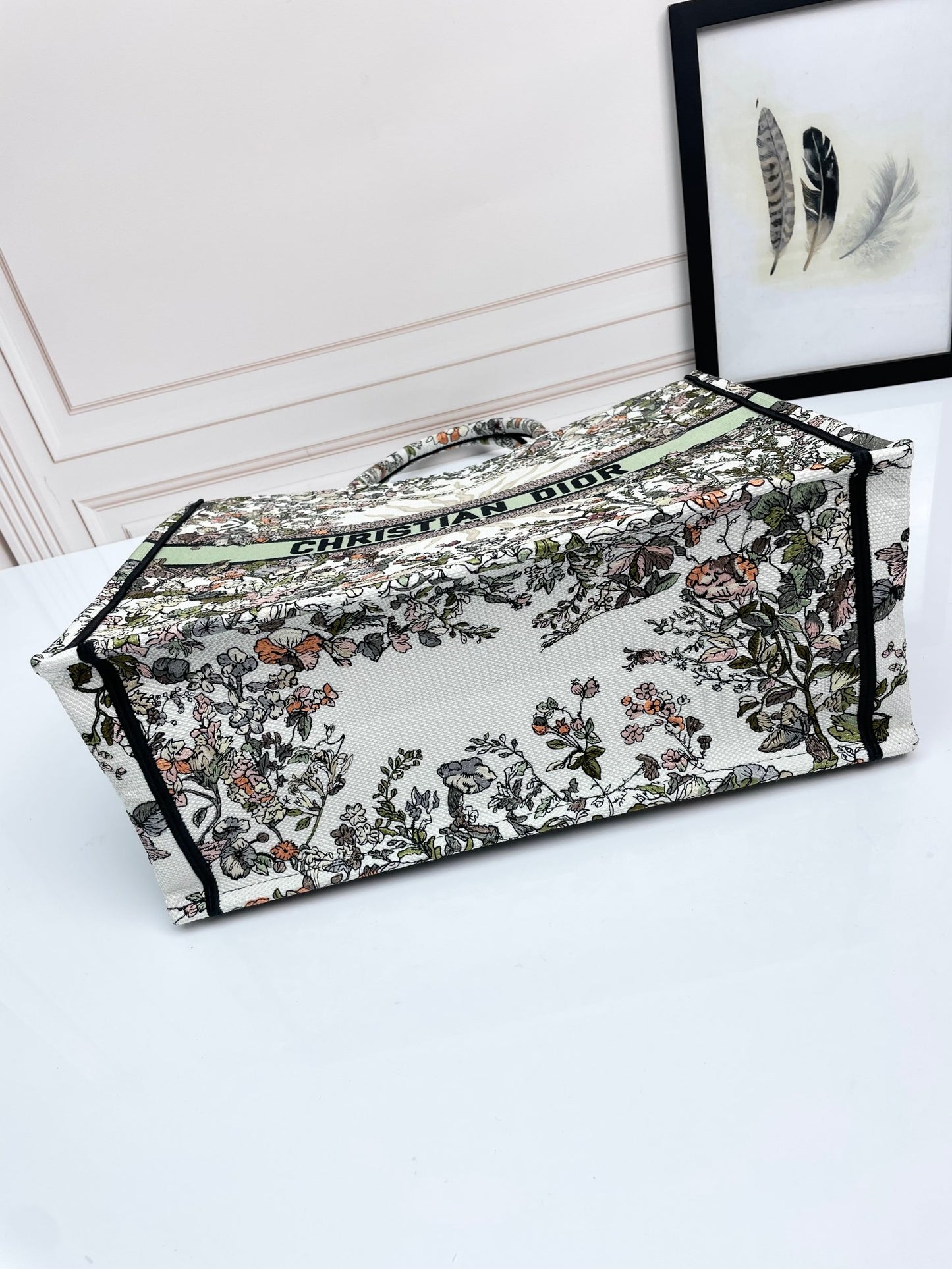 Christian Dior Mille Fleurs Embroidered Book Tote Bag - Large Floral Canvas Handbag