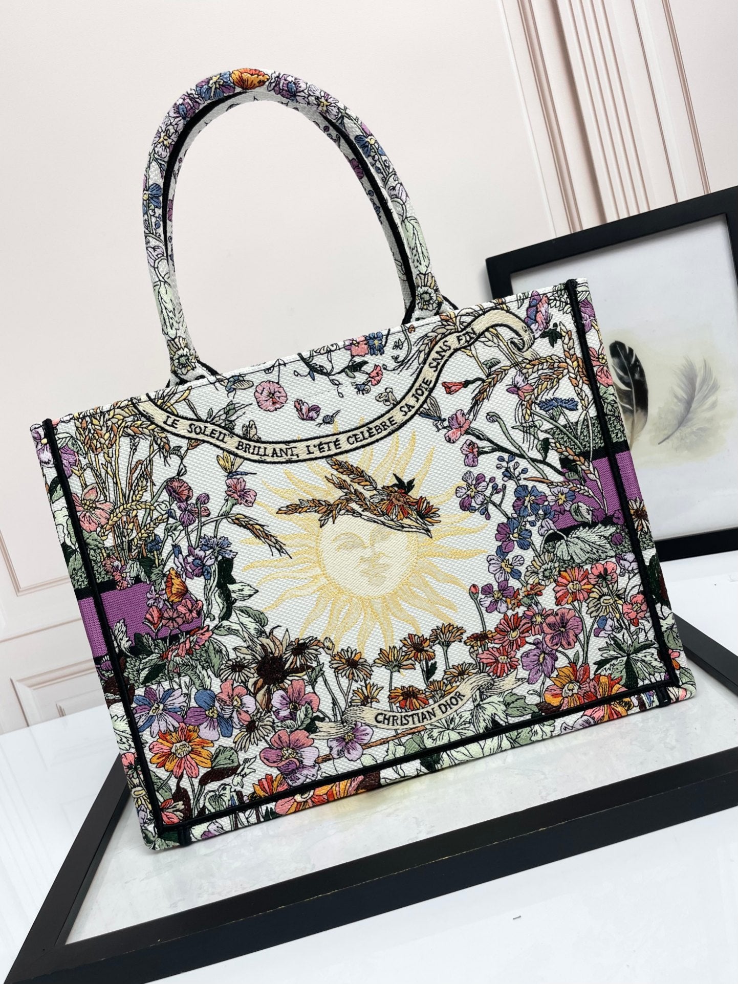 Dior Vintage Floral Canvas Tote Bag Large Shoulder Handbag