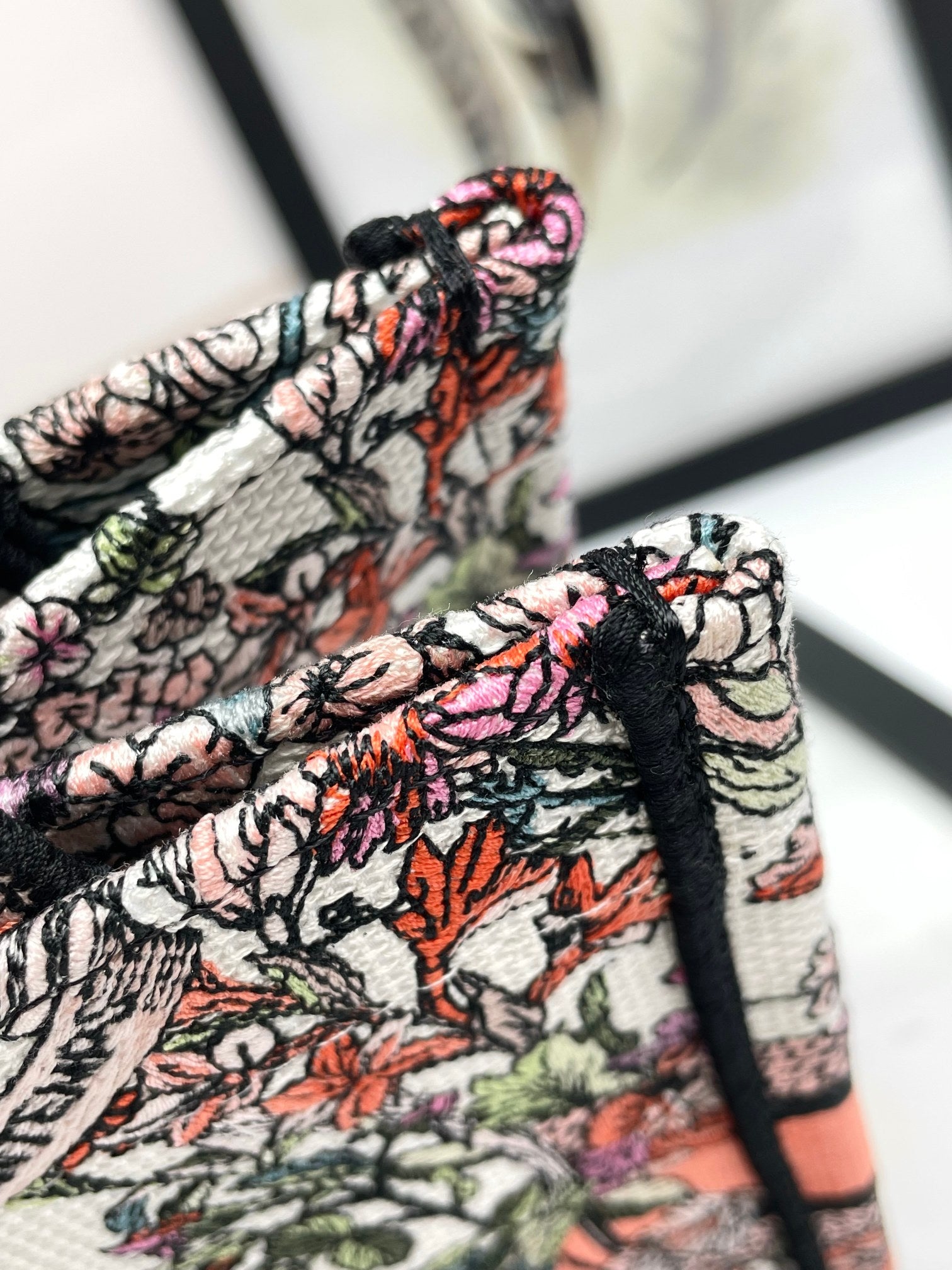 Christian Dior Medium Book Tote - Multicolor Floral Embroidered Canvas Handbag