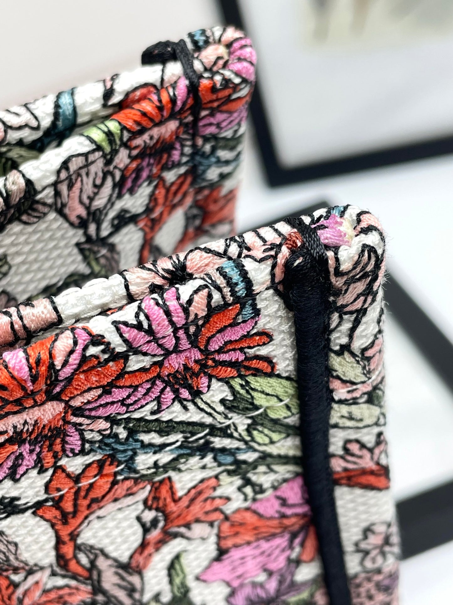 Christian Dior Book Tote - Medium Multicolor Herbarium Embroidery