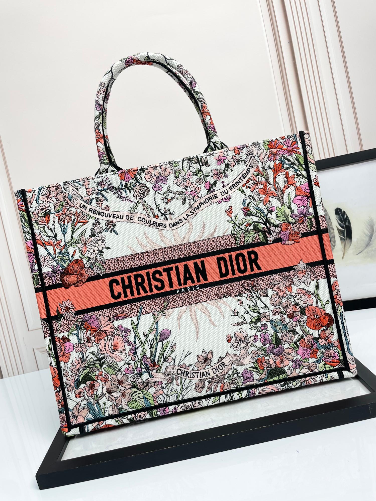Christian Dior Floral Pattern Book Tote Bag