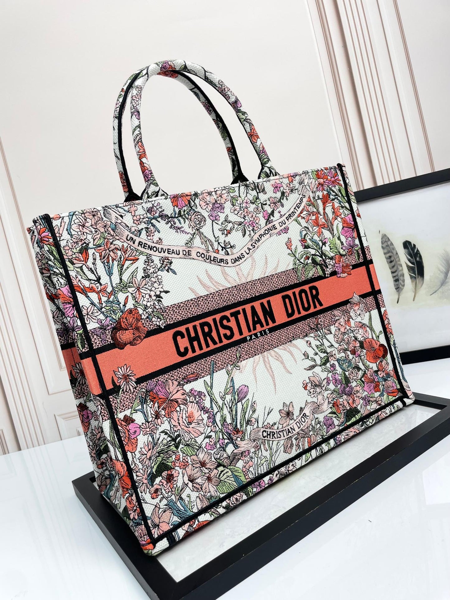 Christian Dior Floral Pattern Book Tote Bag