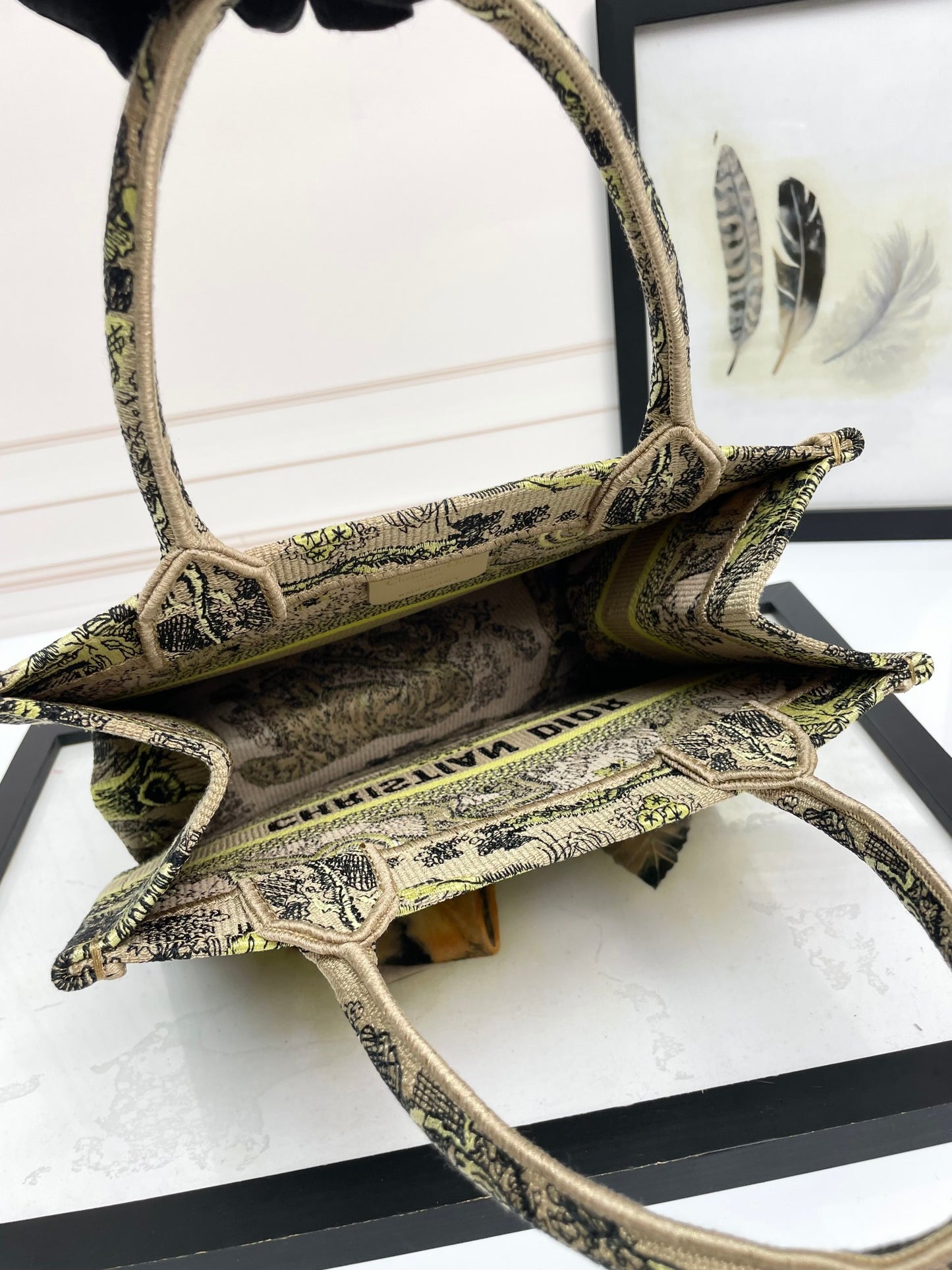 Christian Dior Medium Book Tote Bag Toile de Jouy Reverse Tiger Embroidery