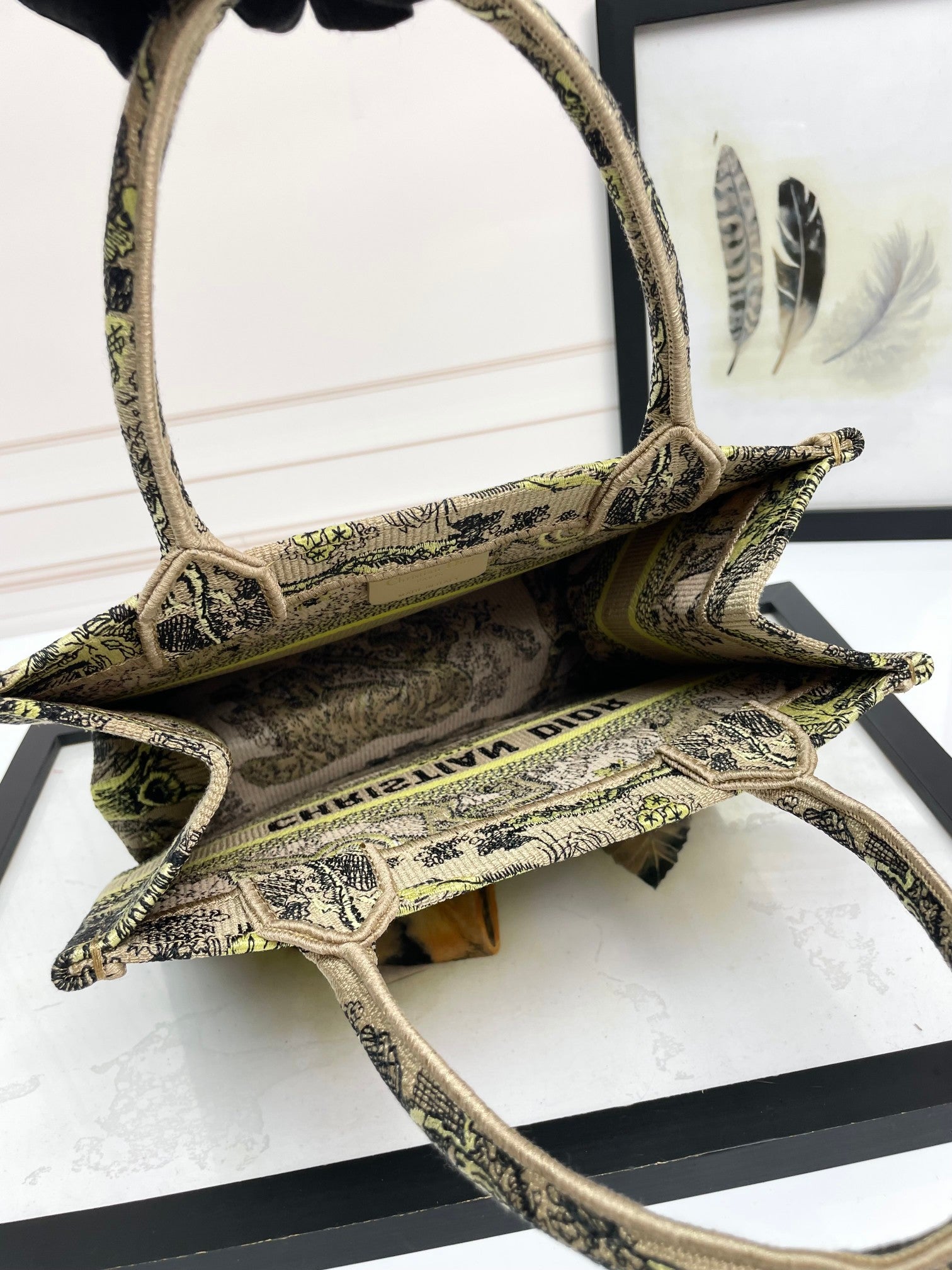 Christian Dior Medium Book Tote Bag Toile de Jouy Reverse Tiger Embroidery