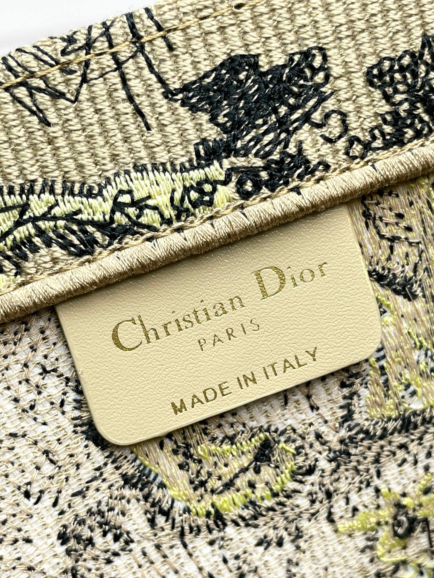 Christian Dior Large Book Tote Bag - Green Toile de Jouy Tiger Embroidery