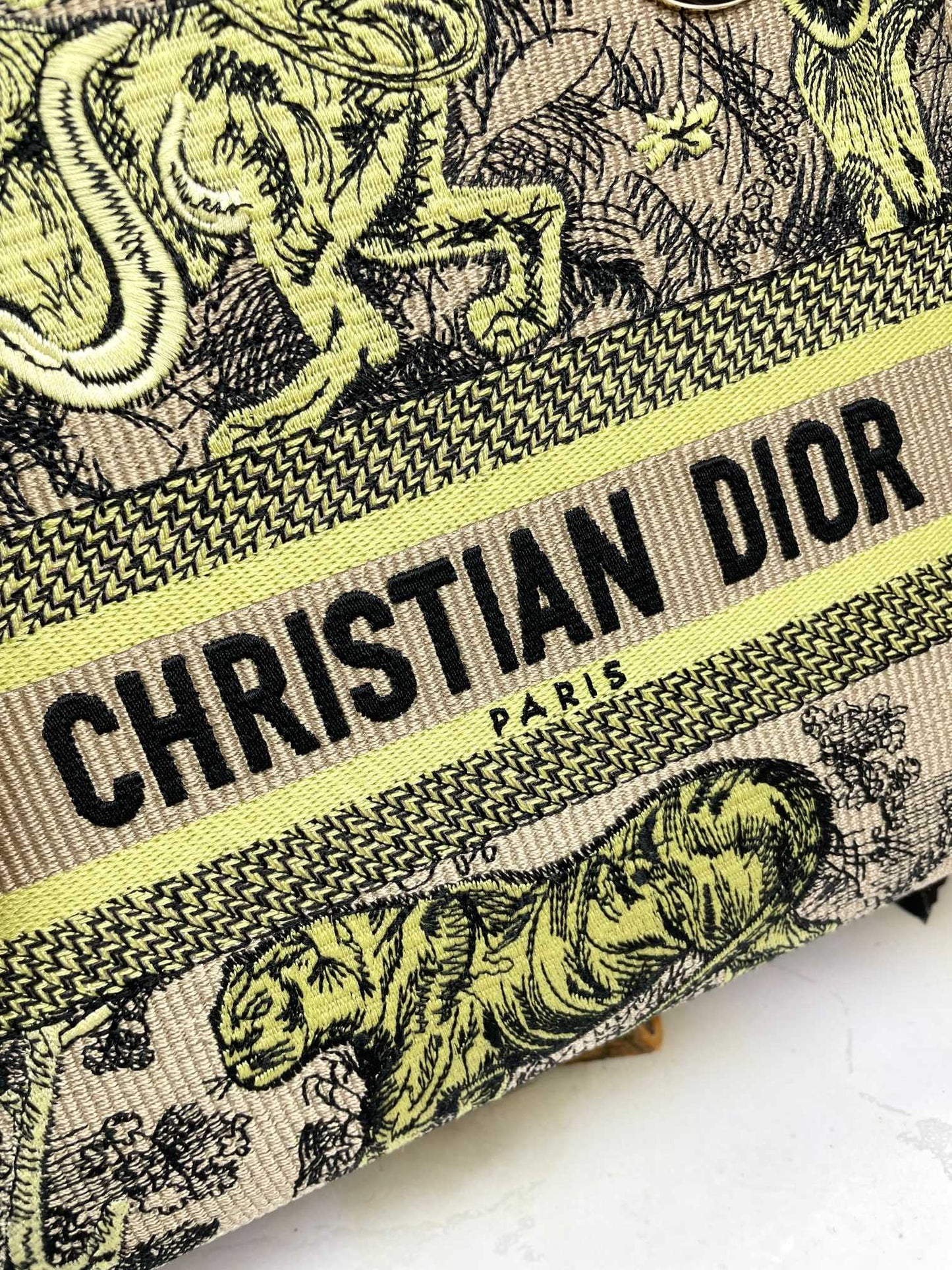 Christian Dior Lady D-Lite Bag Yellow Reverse Toile de Jouy Embroidery Medium