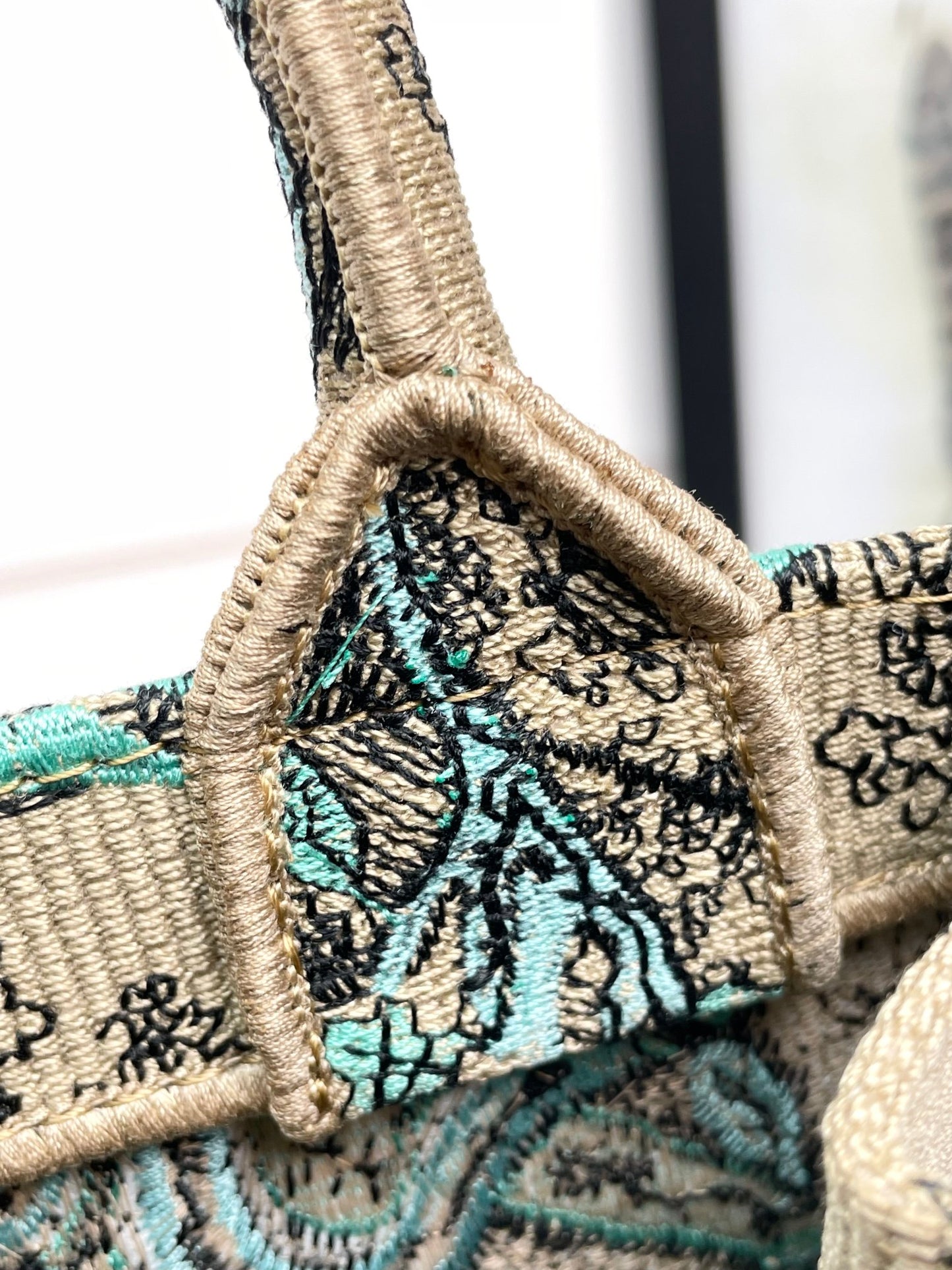 Christian Dior Medium Book Tote Toile de Jouy Reverse Canvas Green & Beige