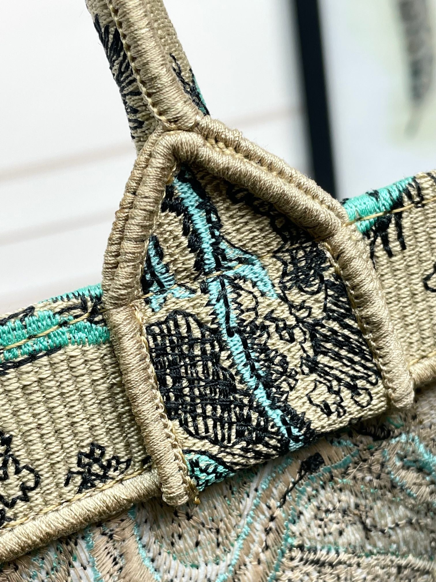 Christian Dior Book Tote Bag Green Toile de Jouy Sauvage Embroidered Canvas
