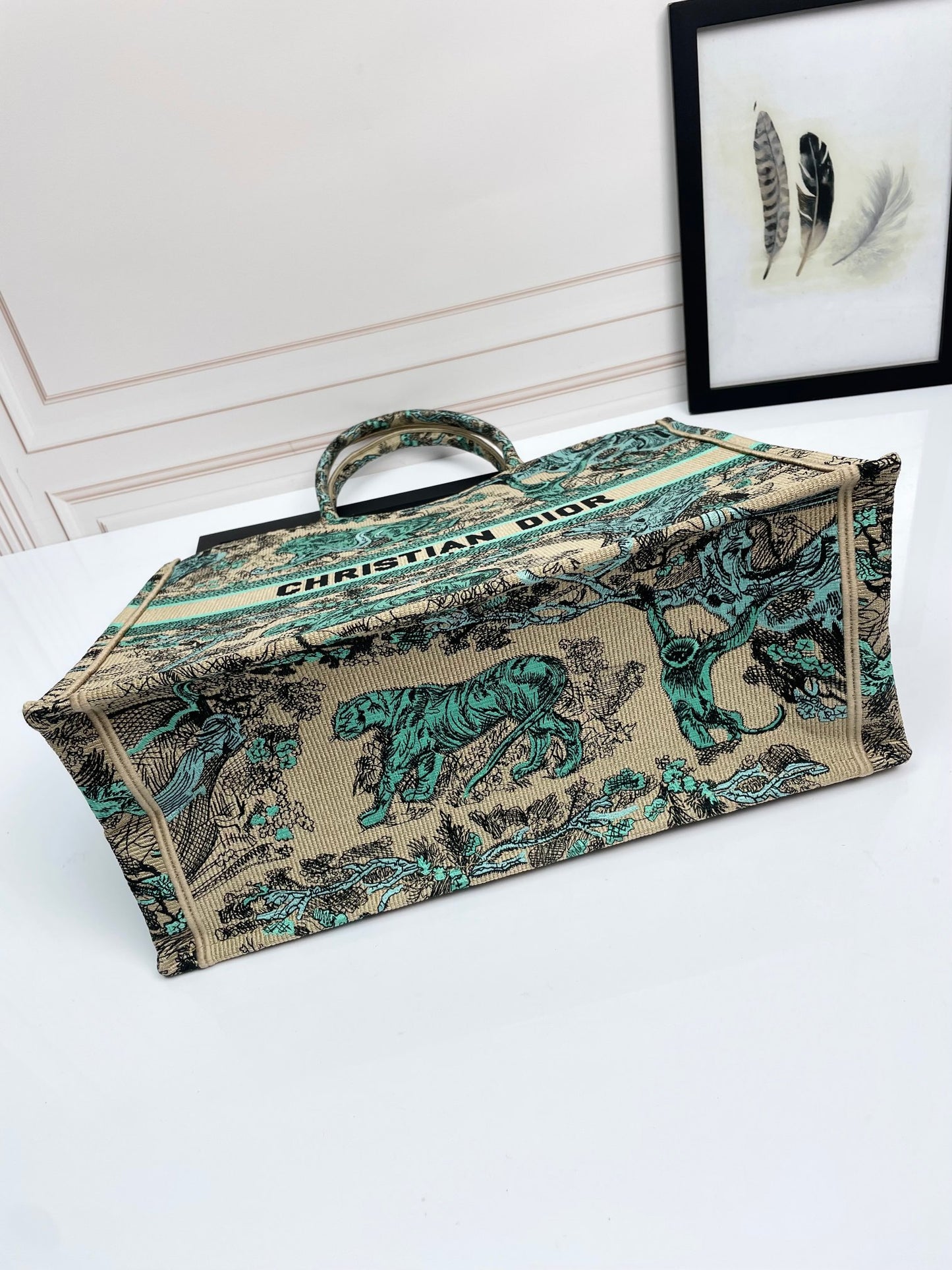 Christian Dior Book Tote - Toile de Jouy Animals Canvas Bag - Beige &amp; Green