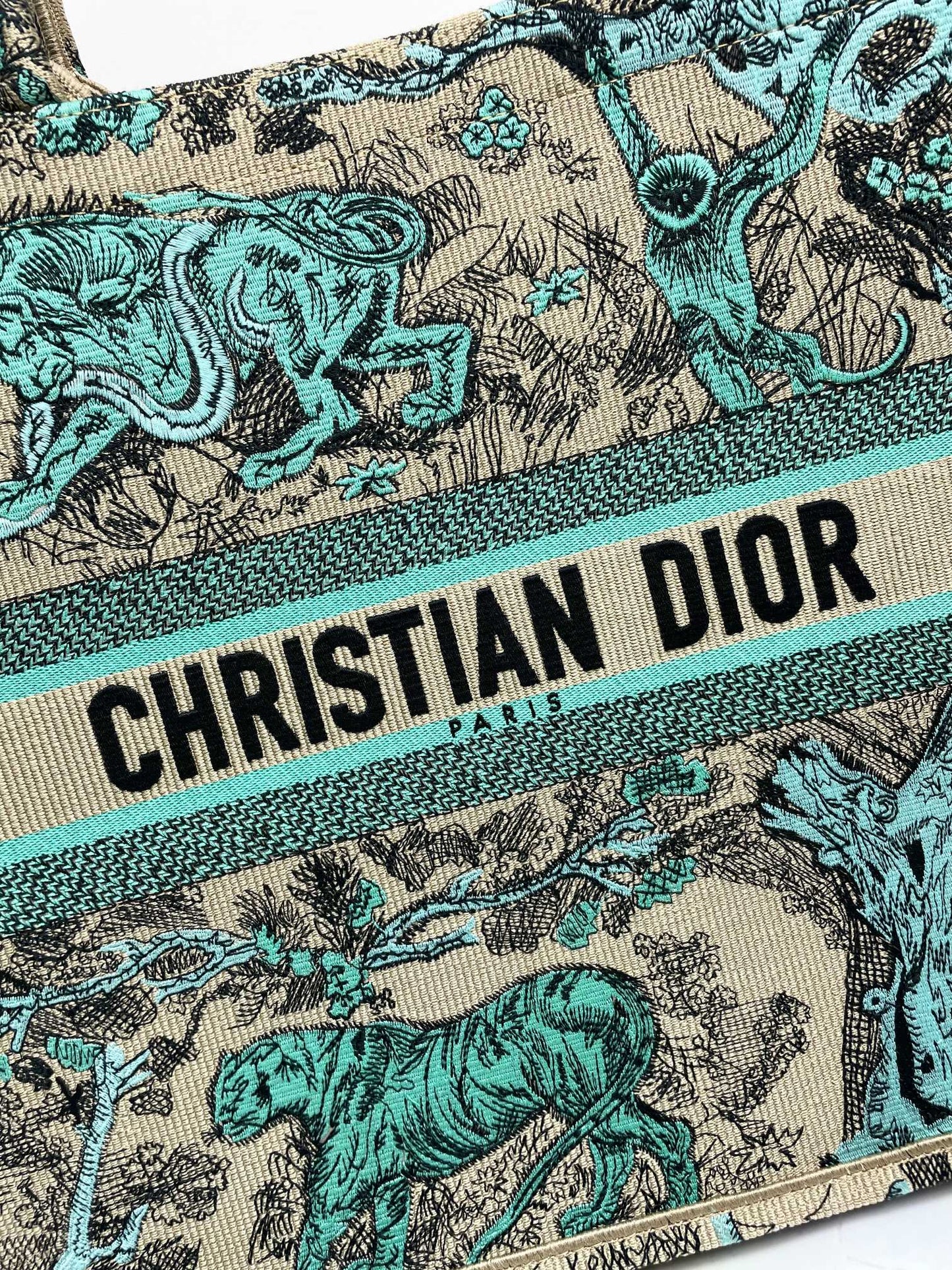Christian Dior Book Tote - Toile de Jouy Animals Canvas Bag - Beige &amp; Green