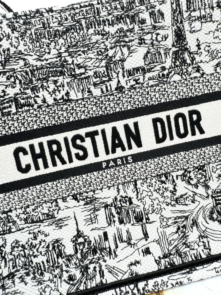 Christian Dior Black and White Toile de Jouy Book Tote Bag