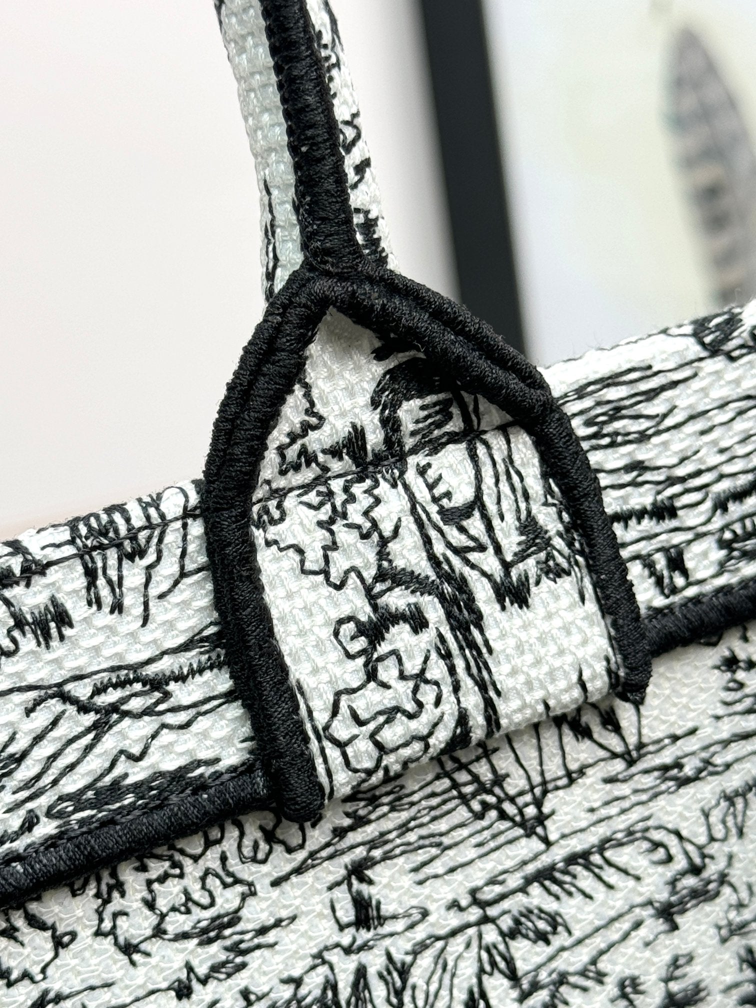 Christian Dior Medium Book Tote Black and White Toile de Jouy Embroidery