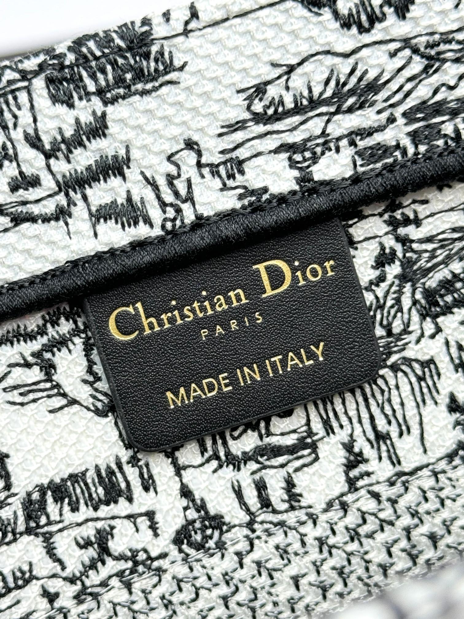 Christian Dior Large Book Tote Black and White Toile de Jouy Embroidery Handbag